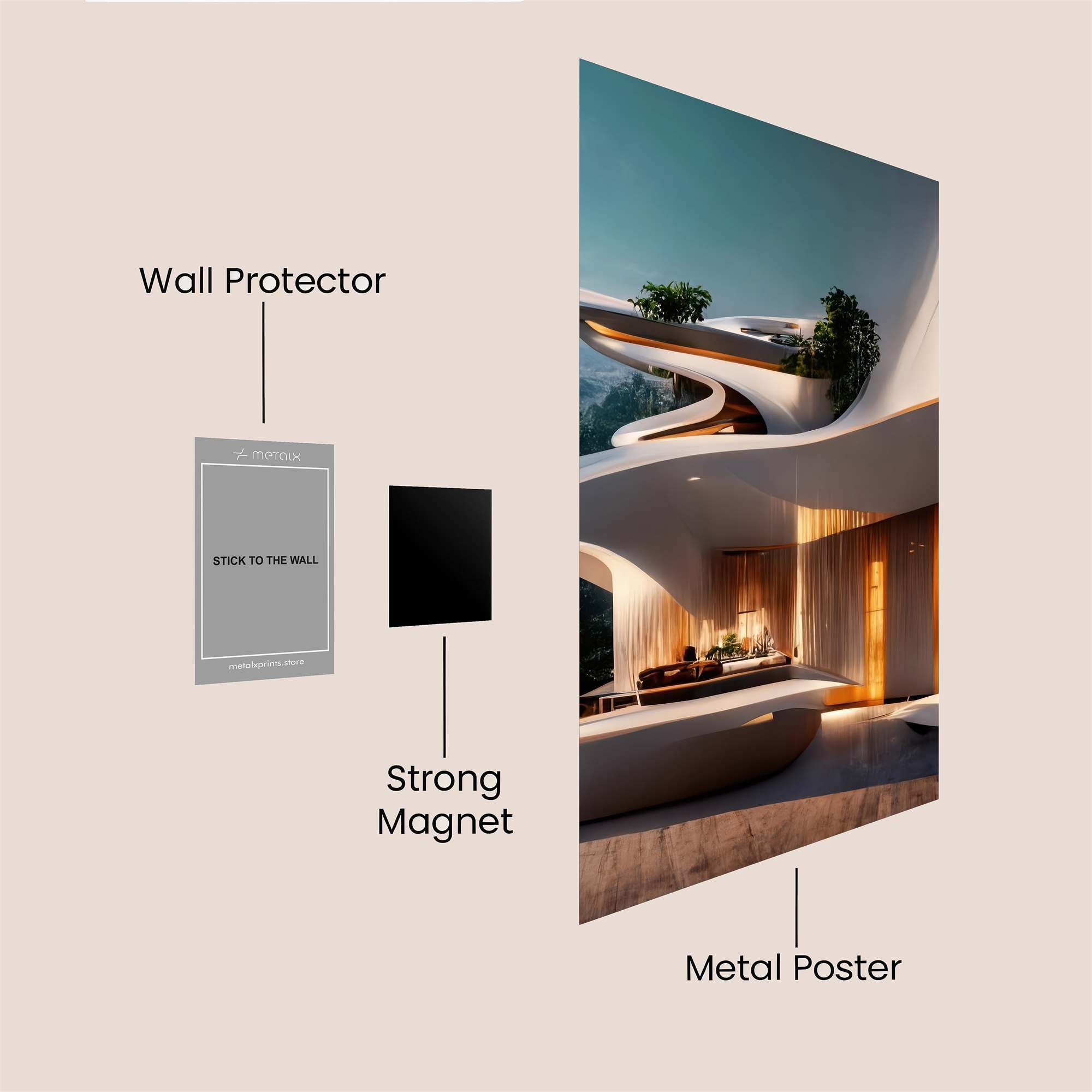 Futuristic Serenity Safe Wall Magnetic / M