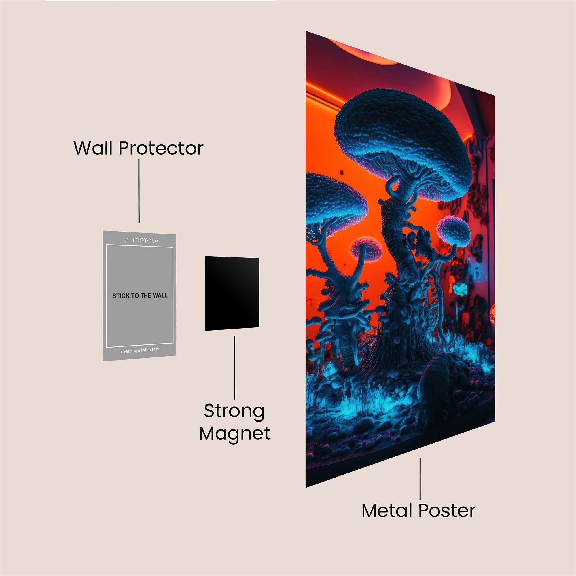 Neon Fungi Safe Wall Magnetic / M