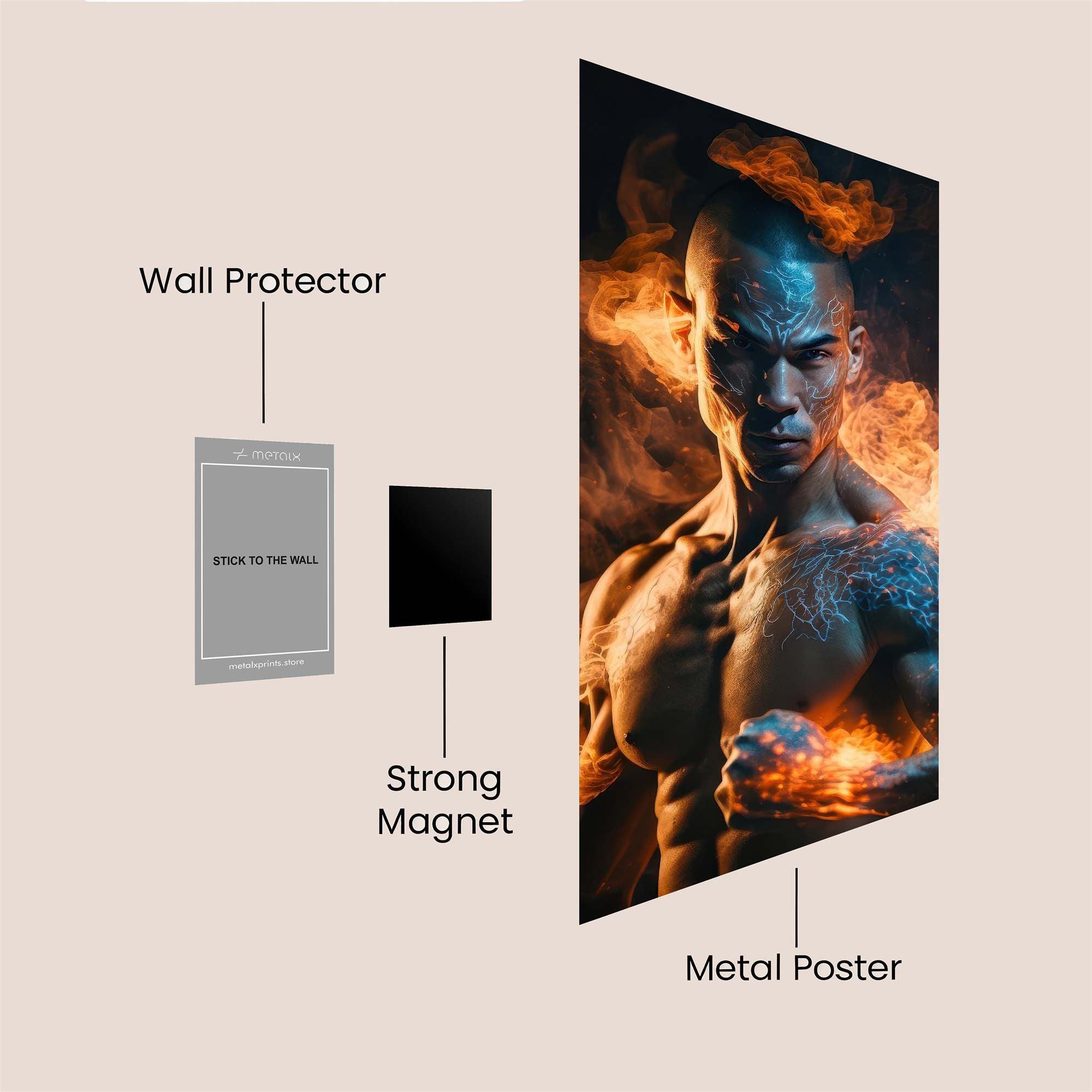 Flame Warrior Safe Wall Magnetic / M