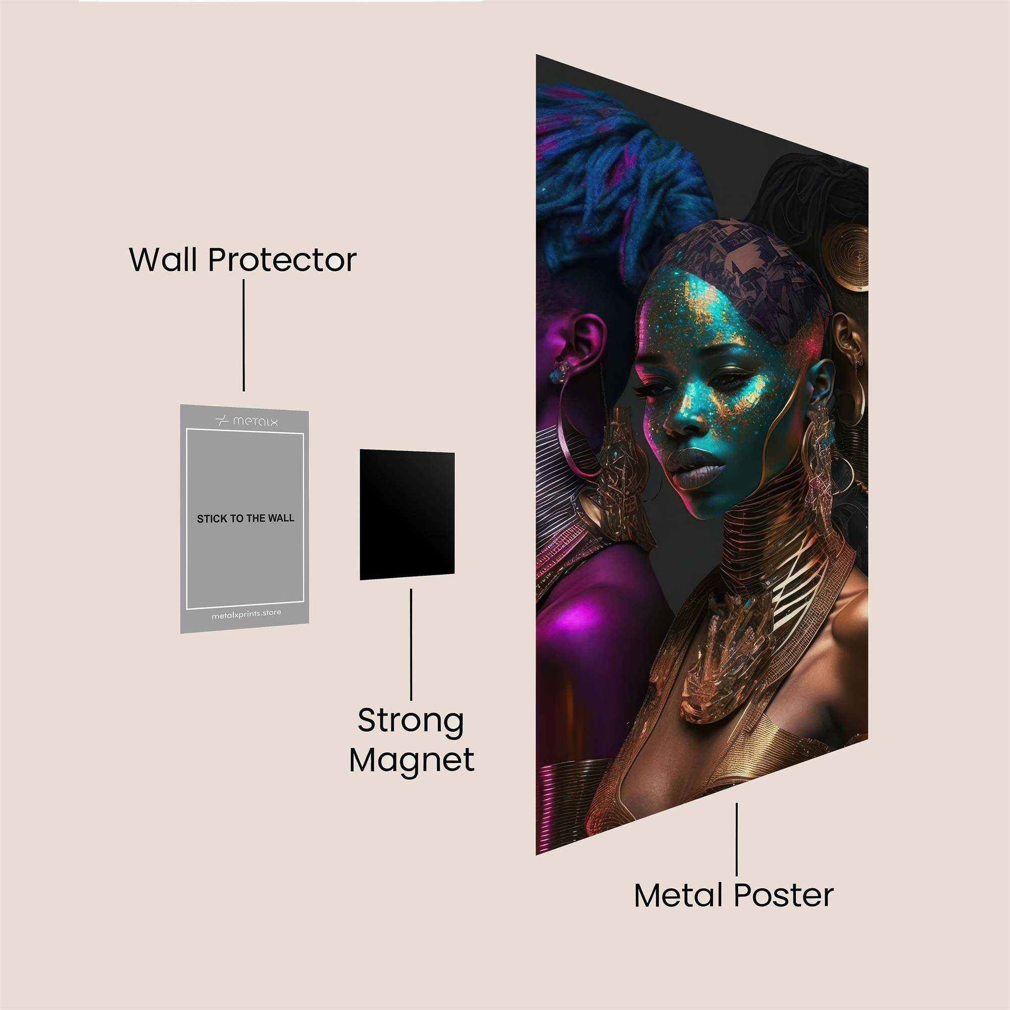 Afrofuturist Elegance Safe Wall Magnetic / M