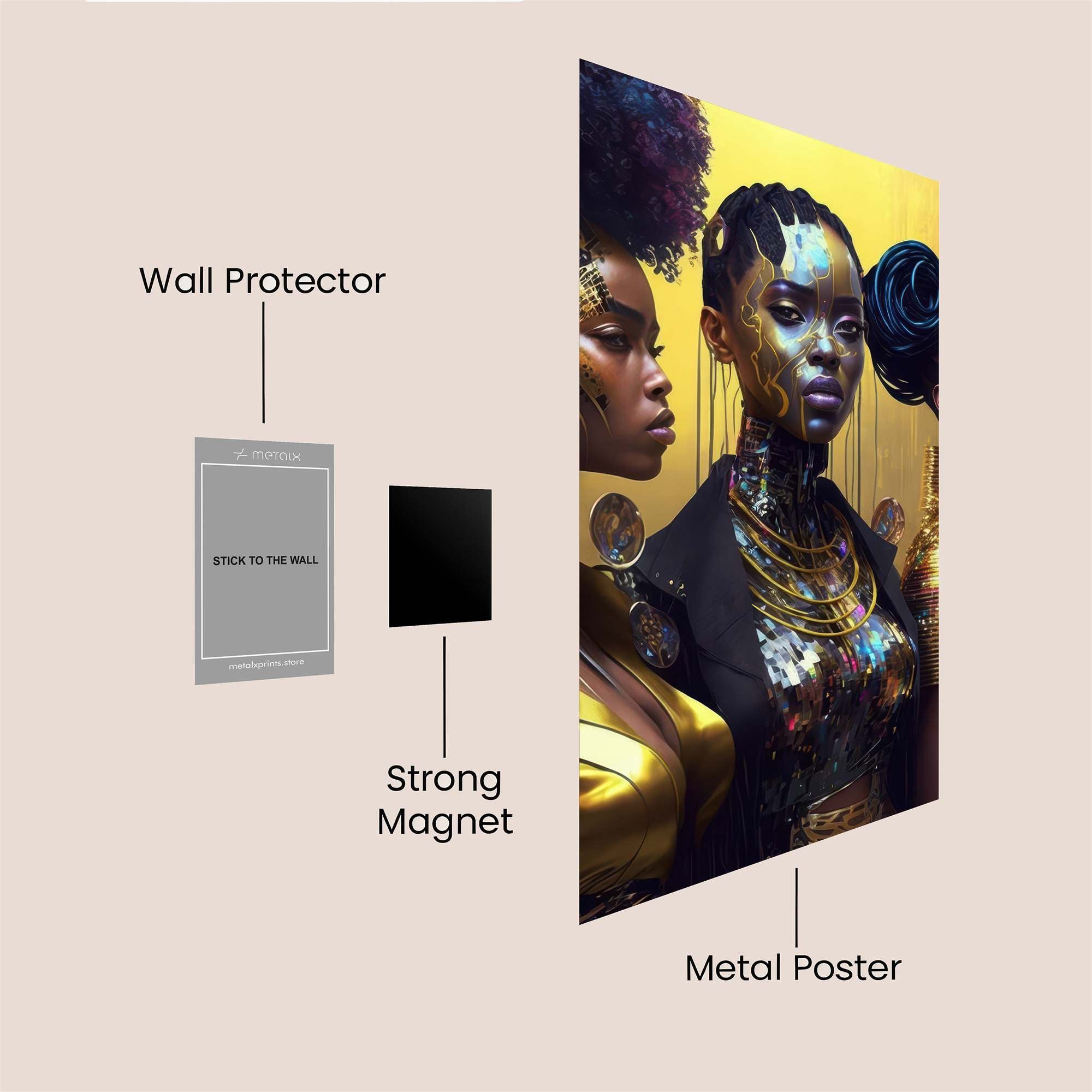 Afrofuturist Elegance Safe Wall Magnetic / M