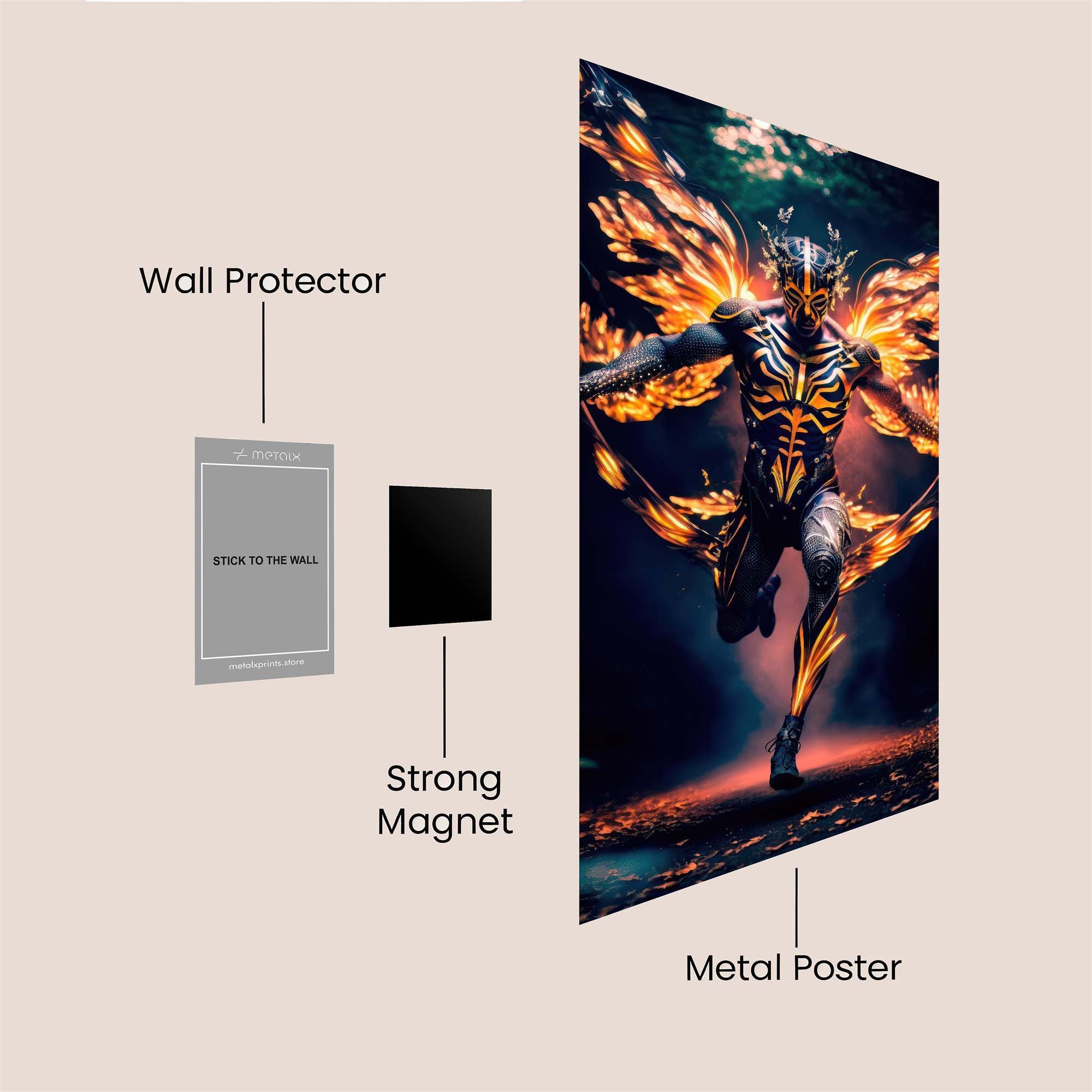 Flame Warrior Safe Wall Magnetic / M
