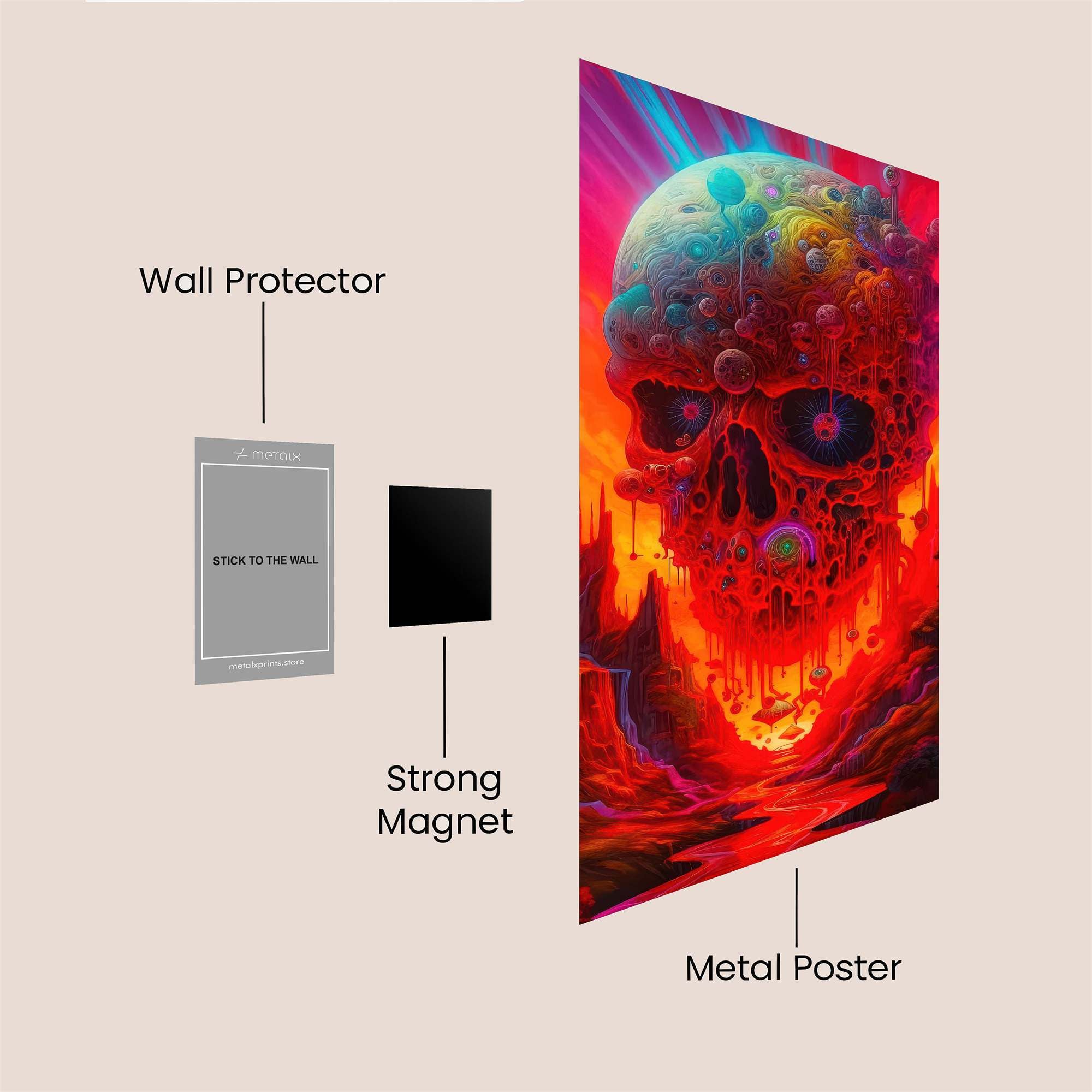 Skull Inferno Safe Wall Magnetic / M
