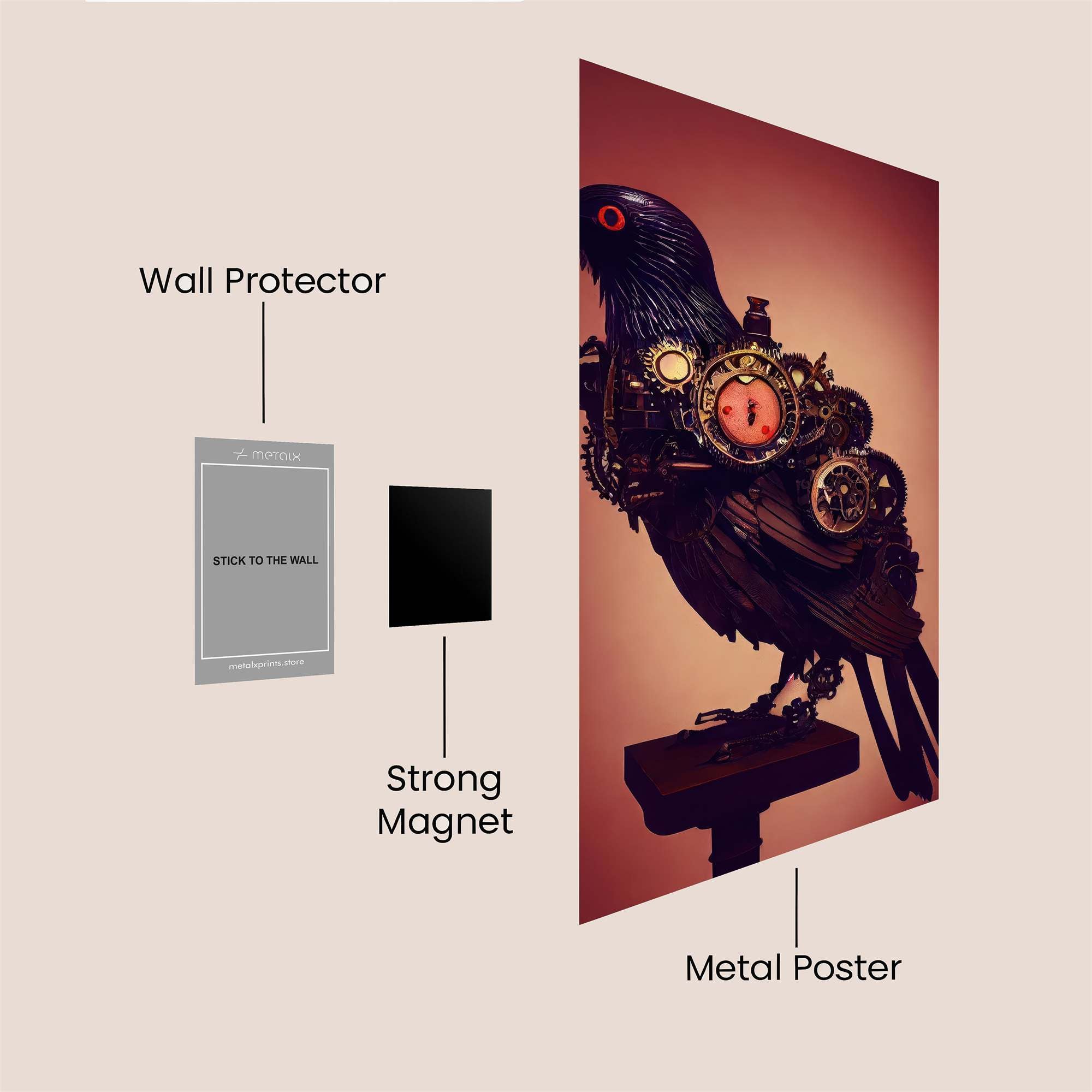 Clockwork Raven Safe Wall Magnetic / M