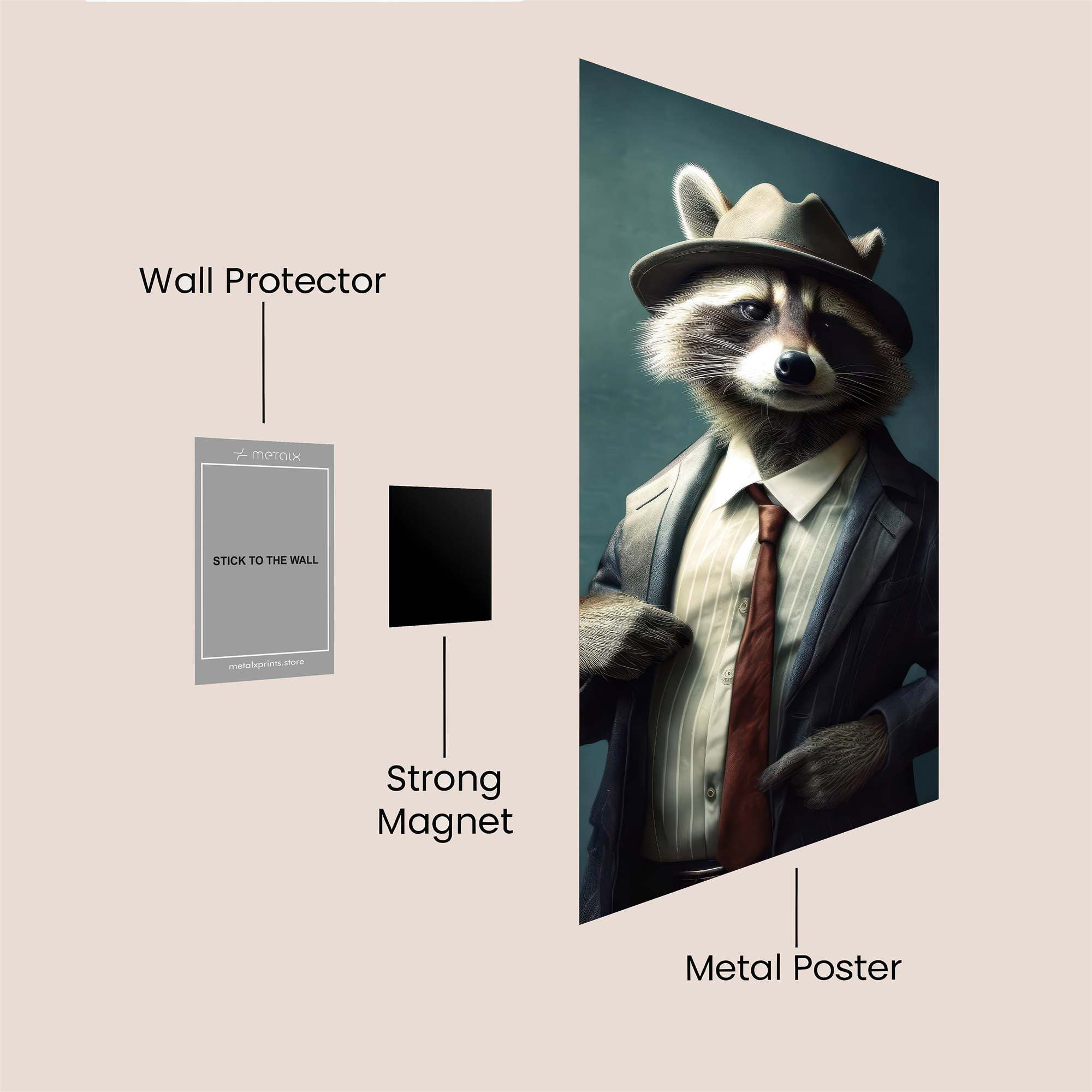 Raccoon Dapper Safe Wall Magnetic / M