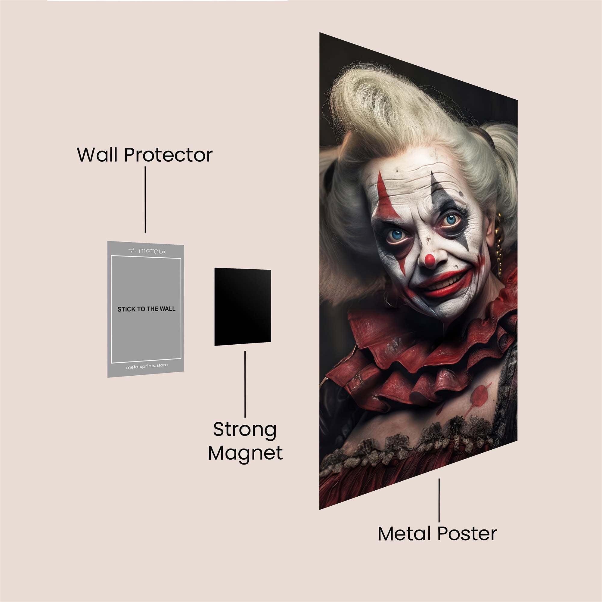 Creepy Clown Safe Wall Magnetic / M