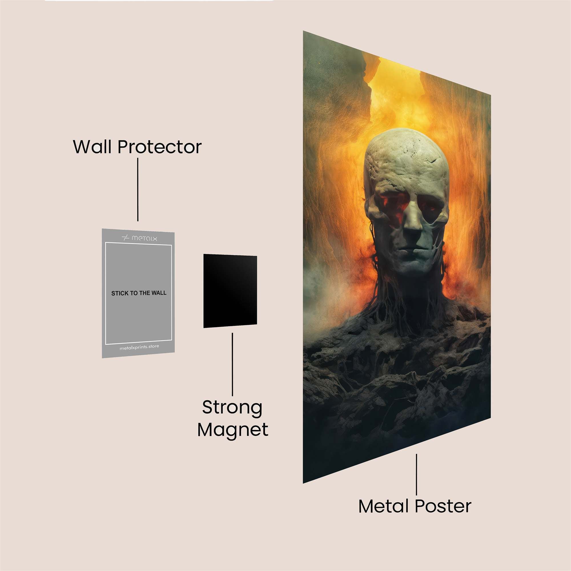 Skull Blaze Safe Wall Magnetic / M