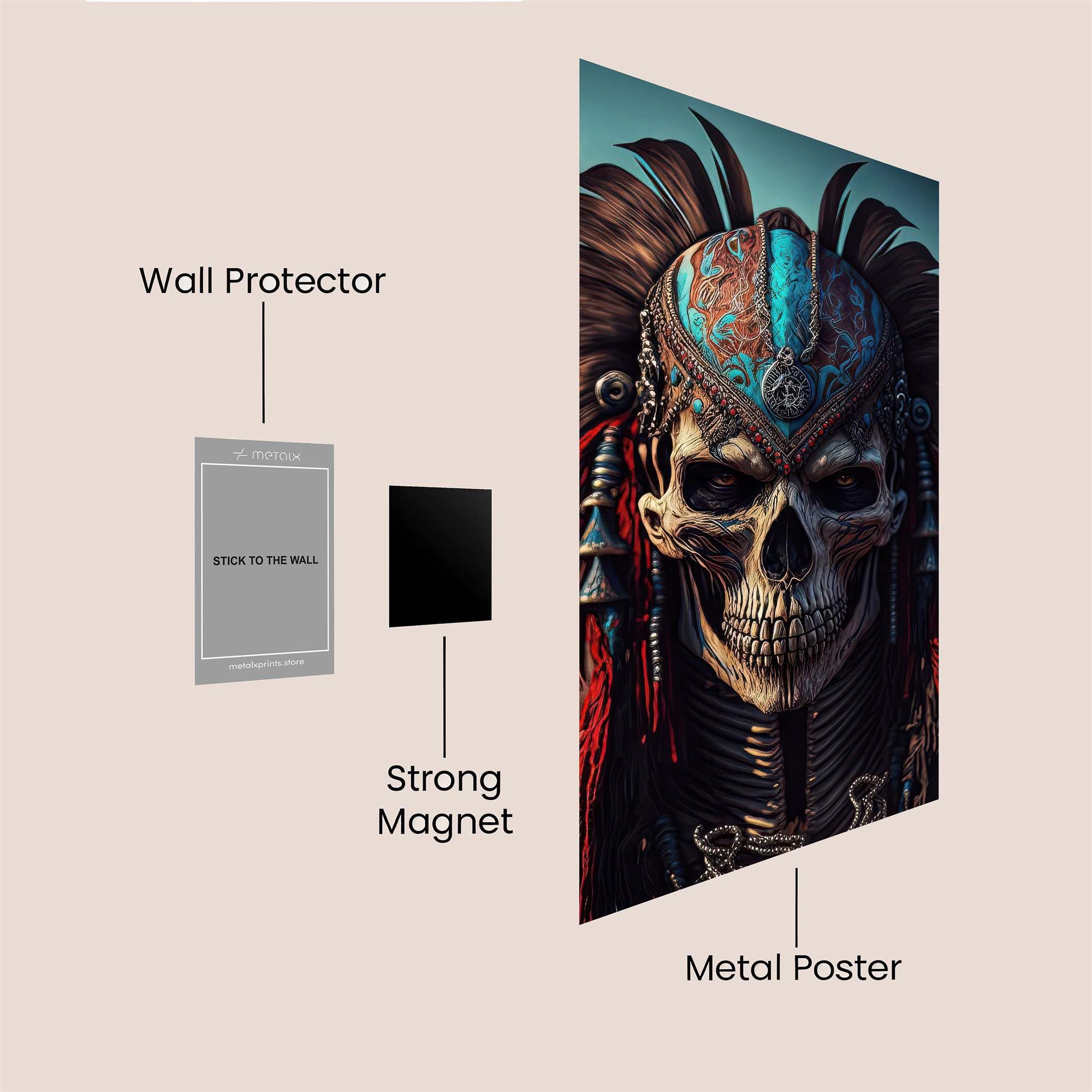 Skull Warrior Safe Wall Magnetic / M