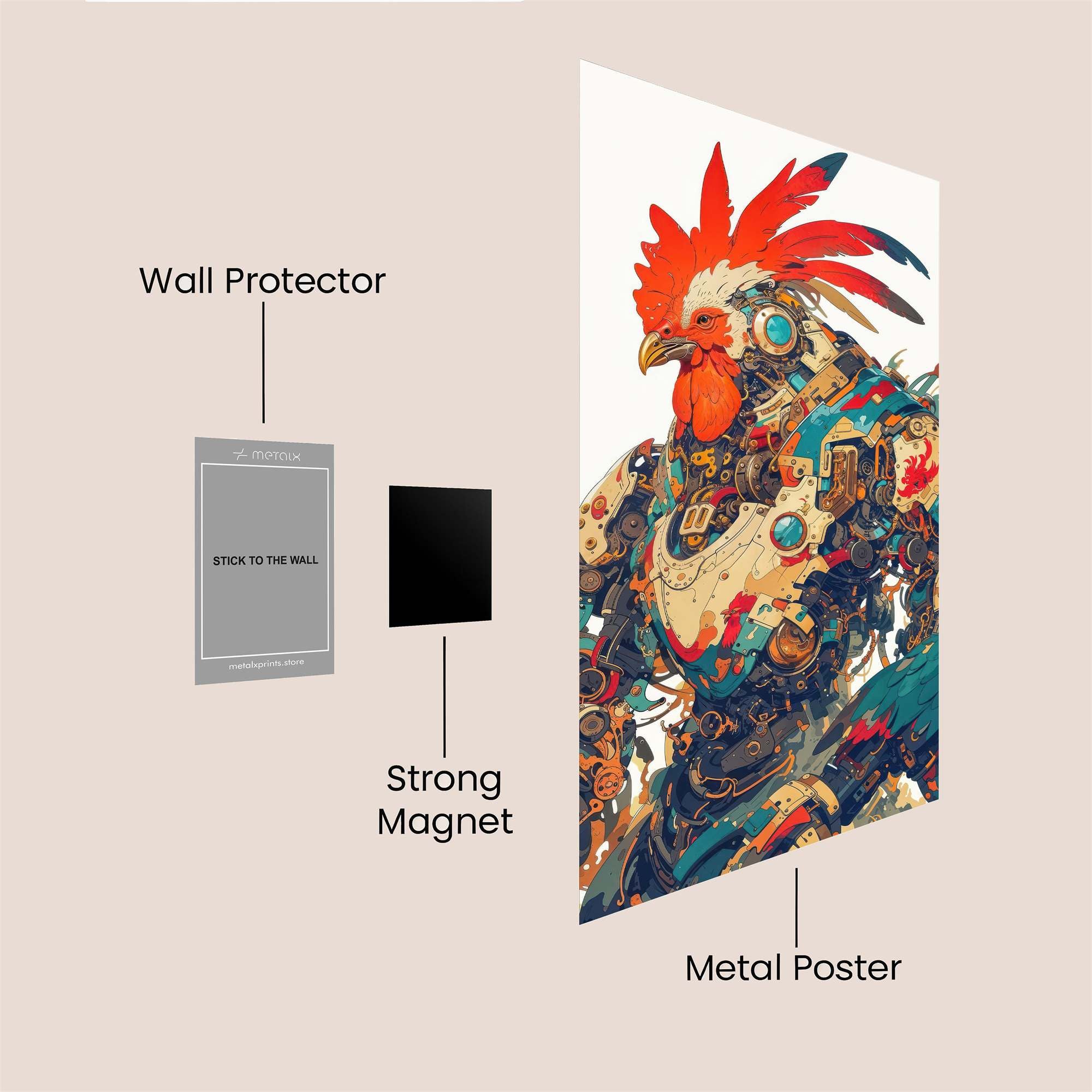 Rooster Rebel Safe Wall Magnetic / M