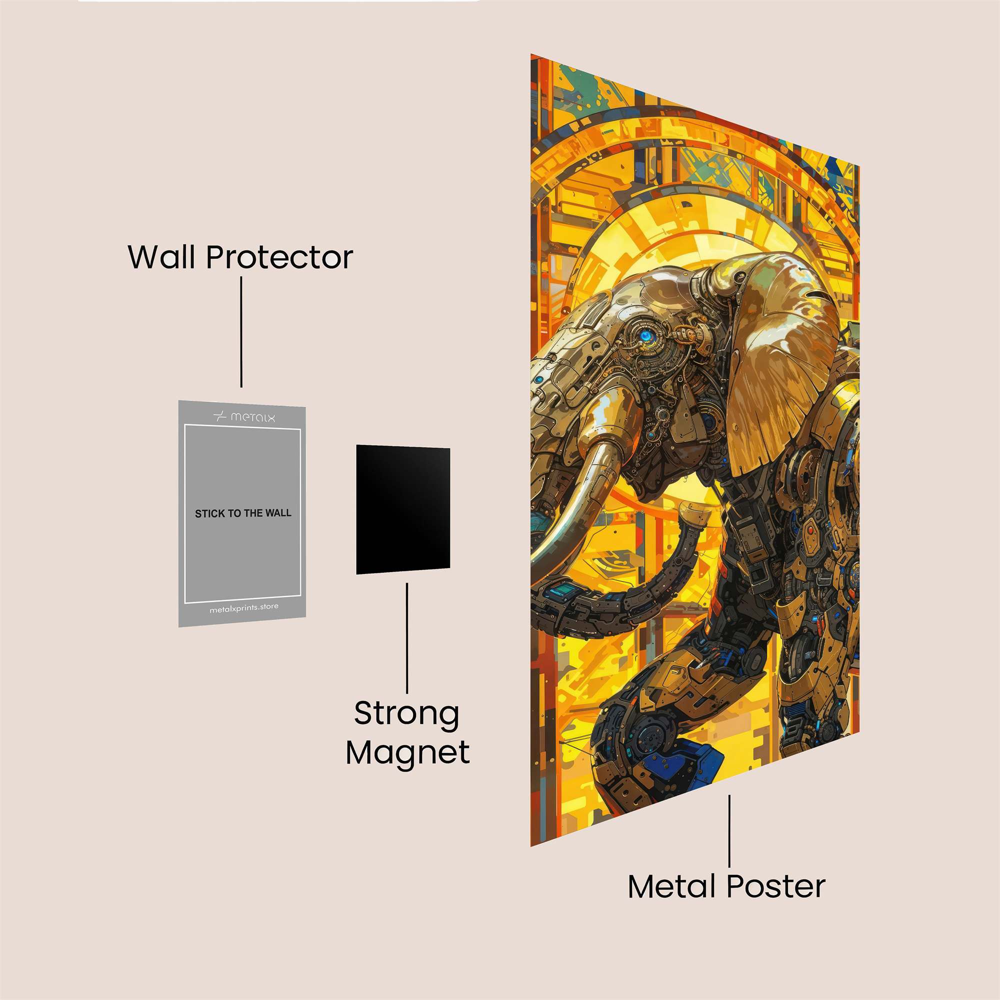 Elephant Steampunk Safe Wall Magnetic / M