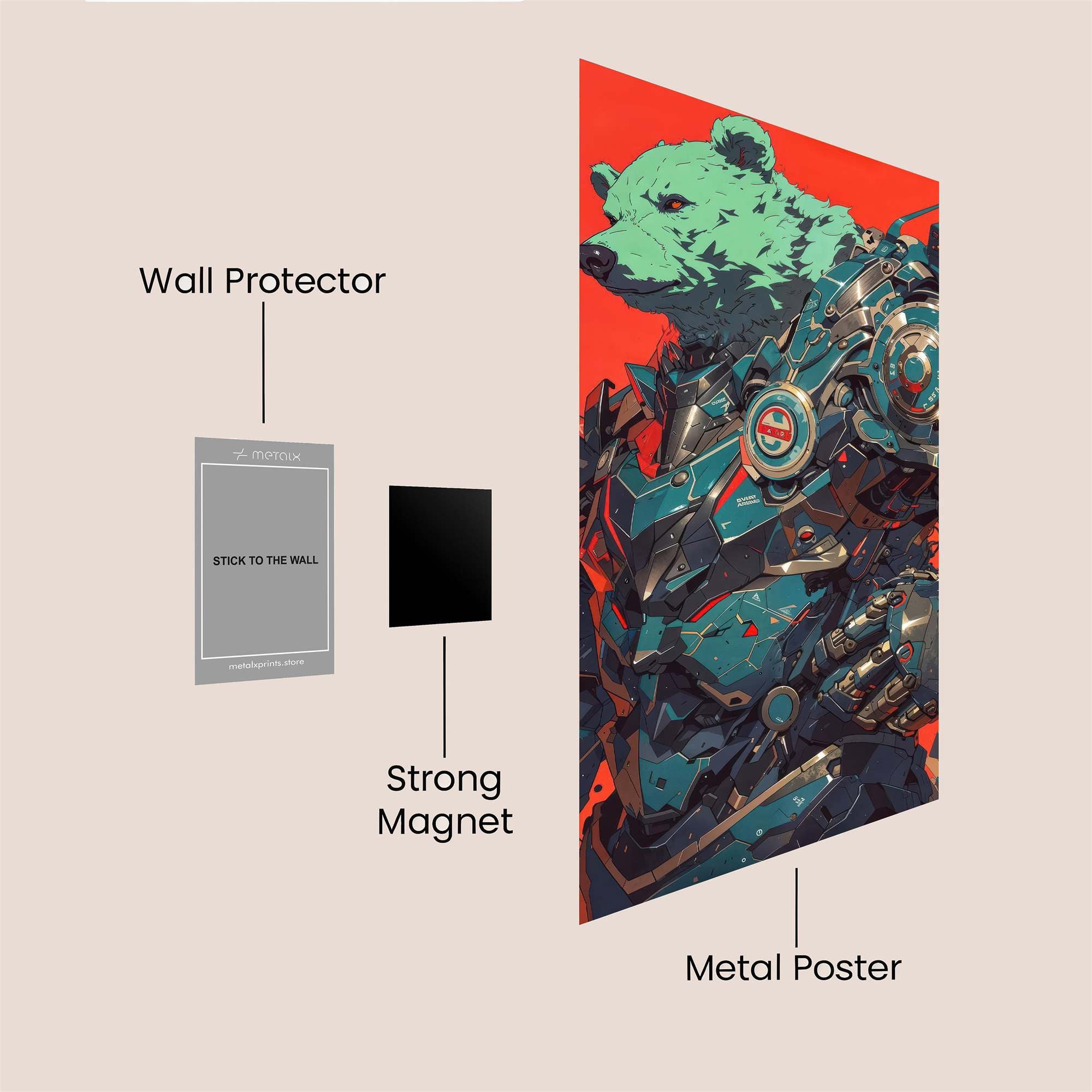 Bear Cyborg Safe Wall Magnetic / M