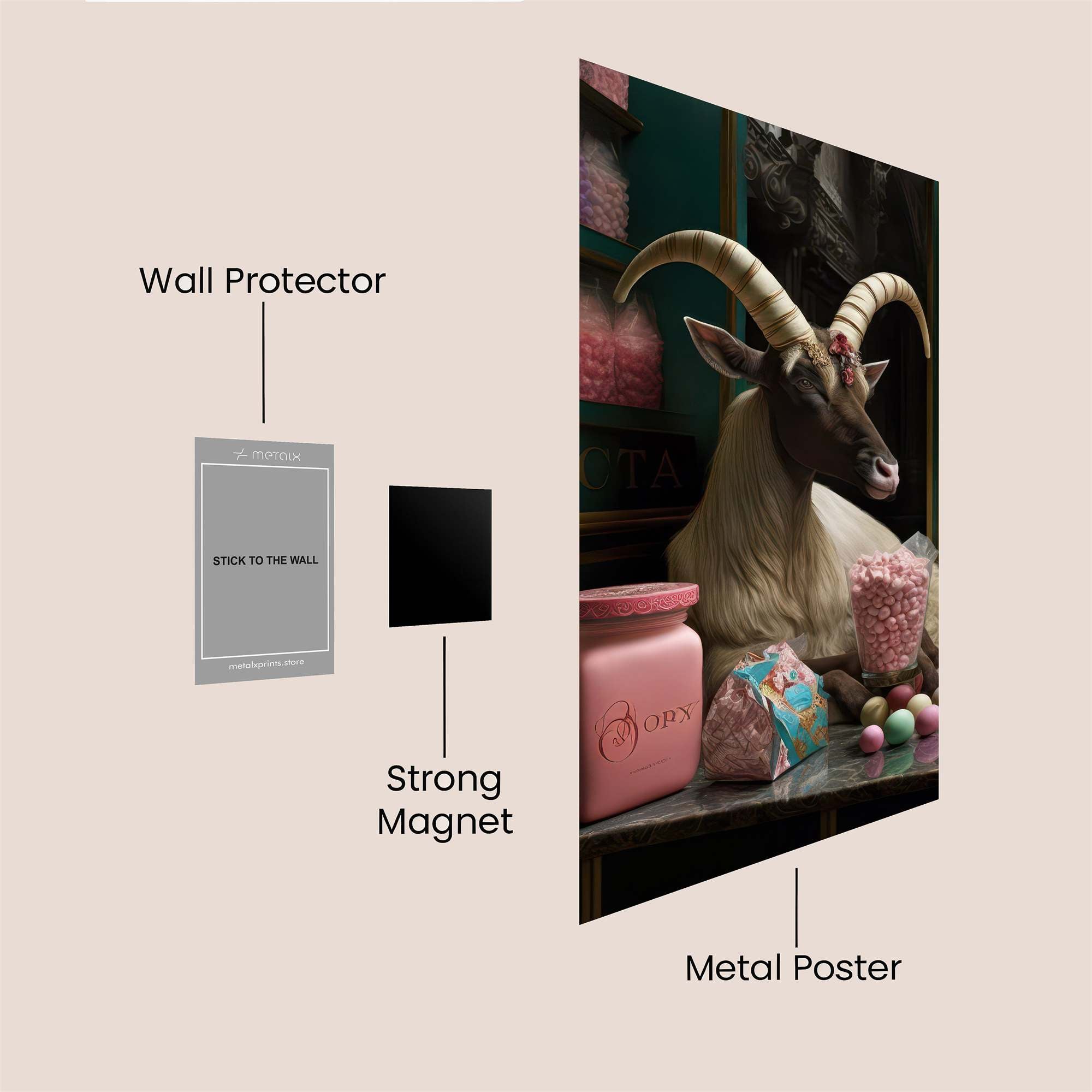 Goat Whimsy Safe Wall Magnetic / M
