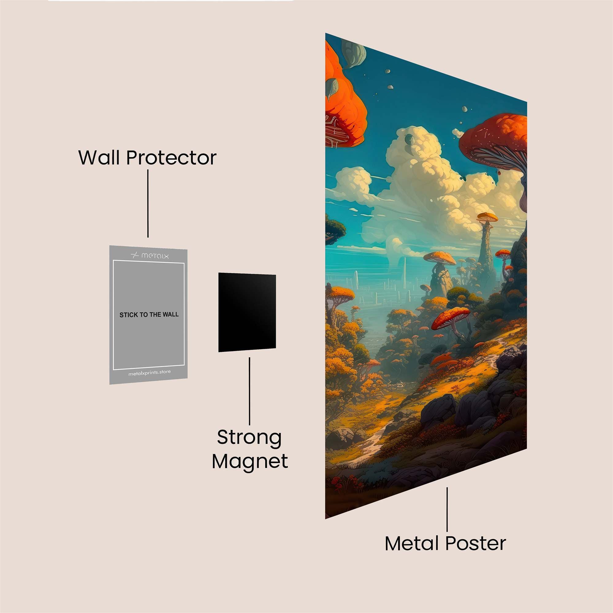 Mushroom Dreamscape Safe Wall Magnetic / M