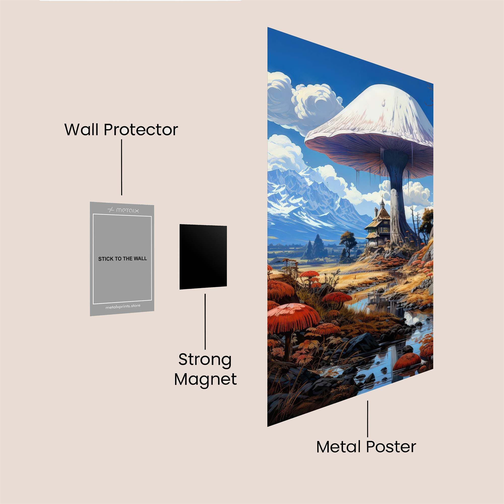 Mushroom Whimsy Safe Wall Magnetic / M