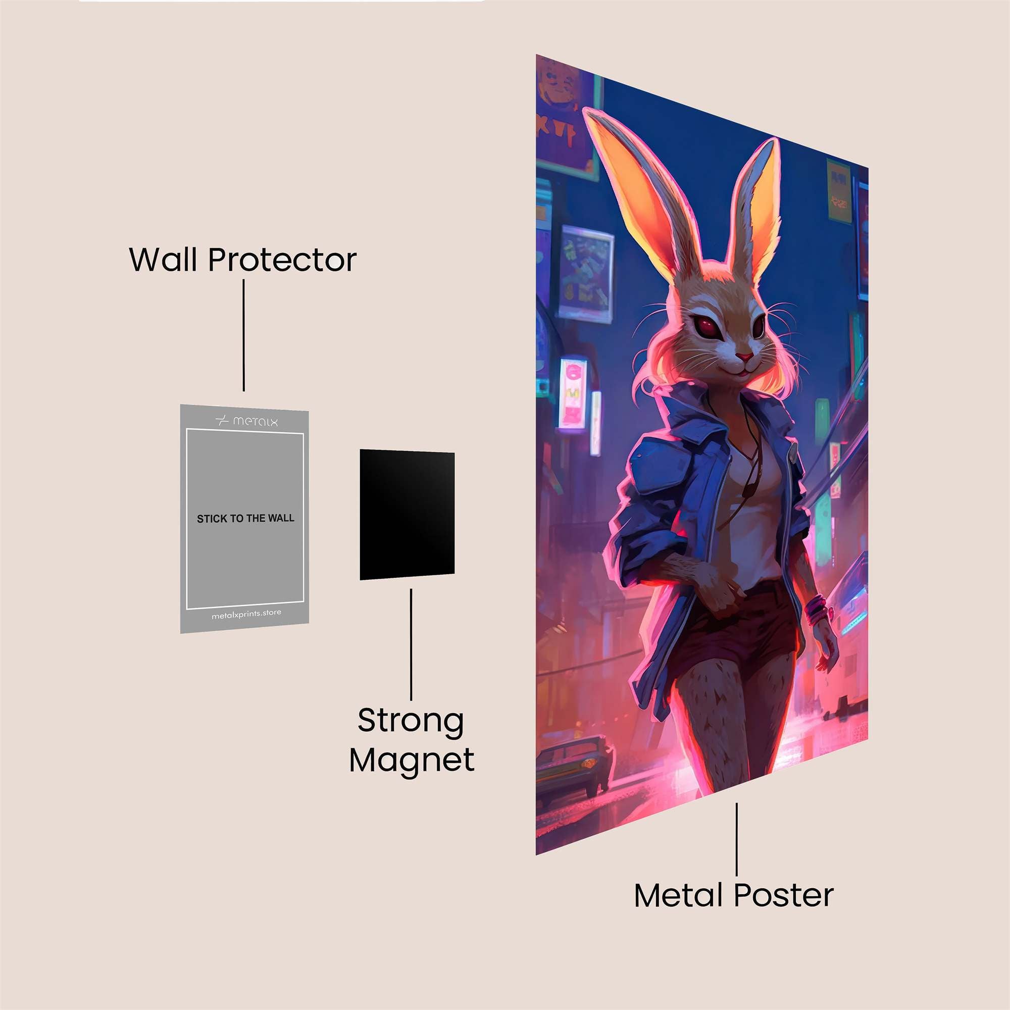 Neon Rabbit Safe Wall Magnetic / M