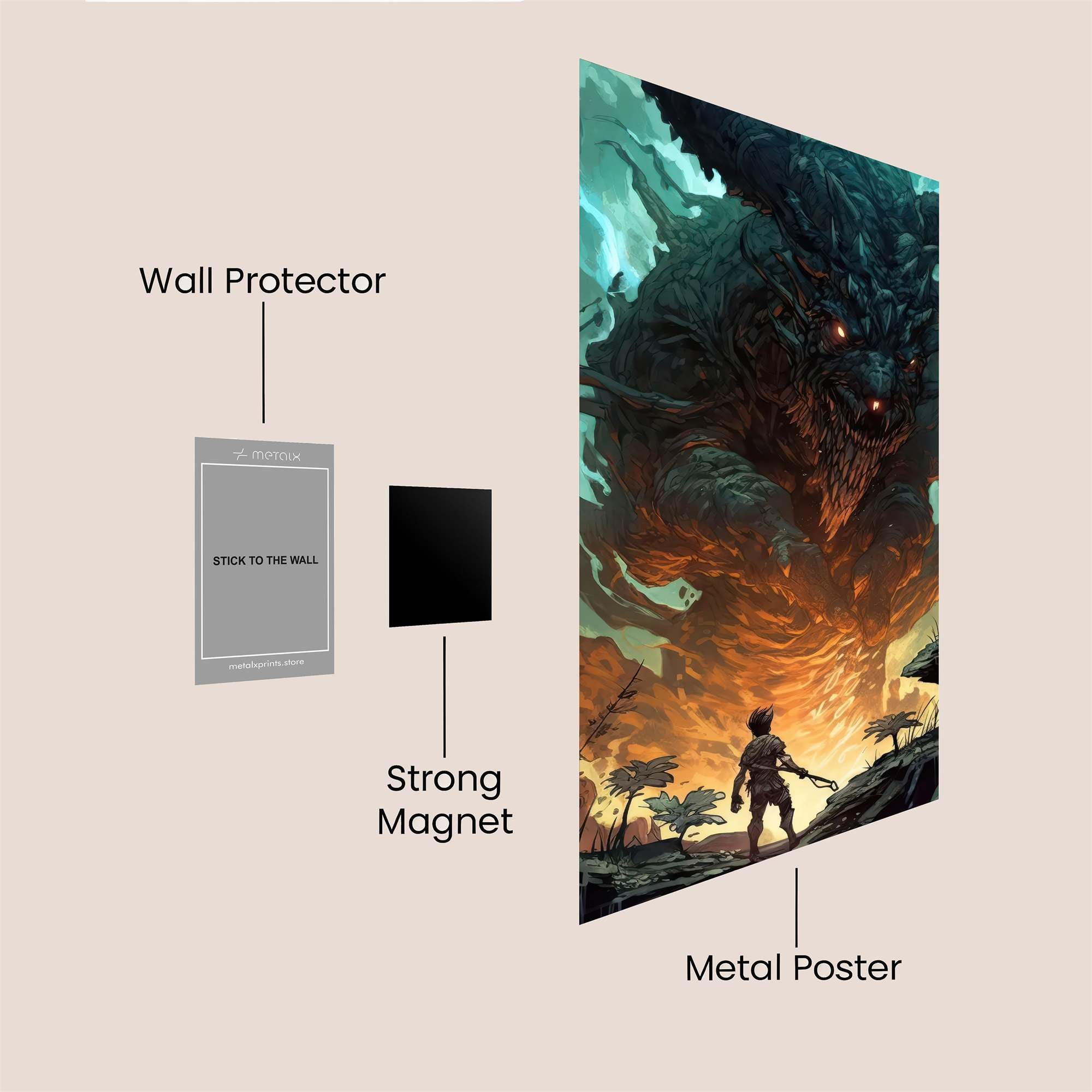 Godzilla Ferocious Safe Wall Magnetic / M