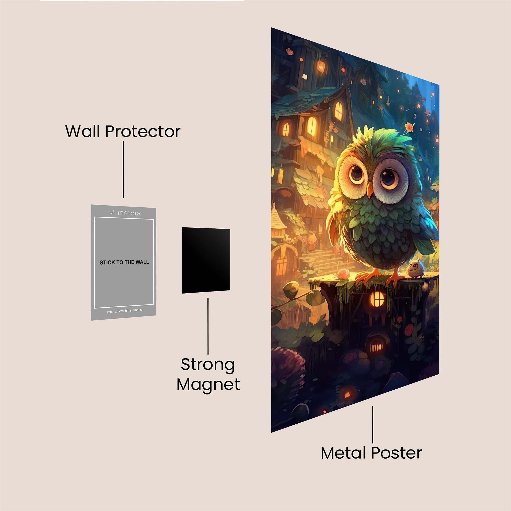 Owl Whimsy Safe Wall Magnetic / M