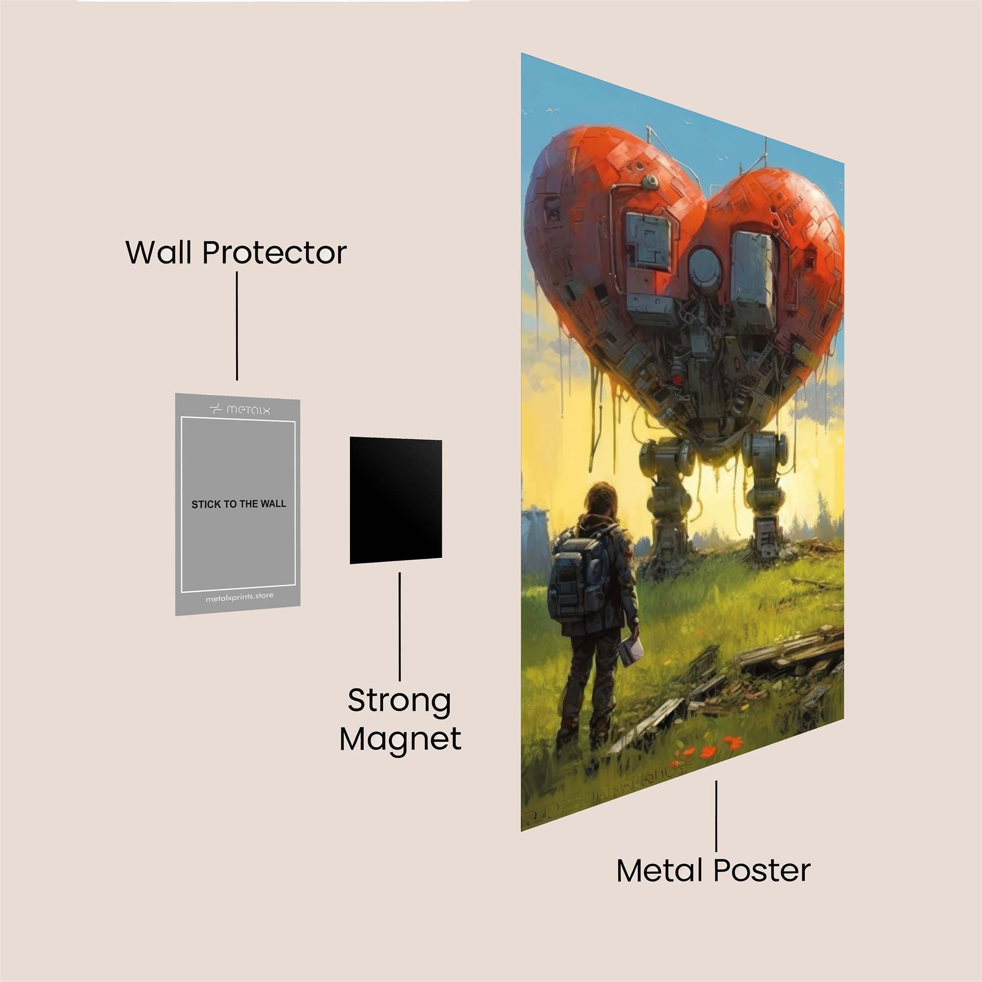 Robot Heart Safe Wall Magnetic / M