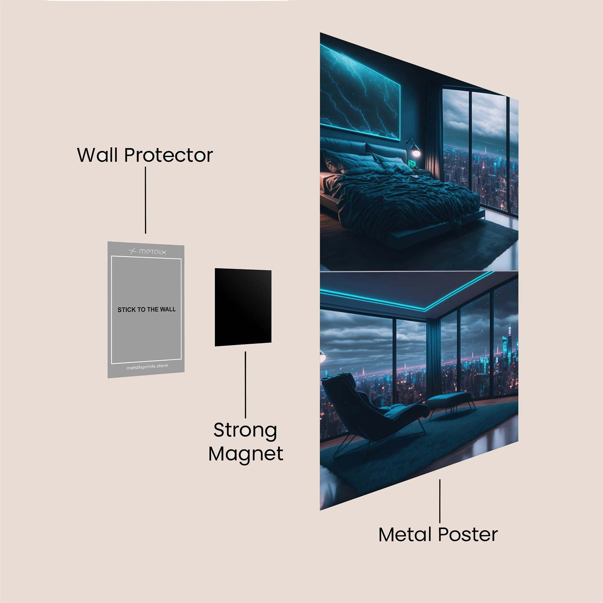 Cityscape Serenity Safe Wall Magnetic / M