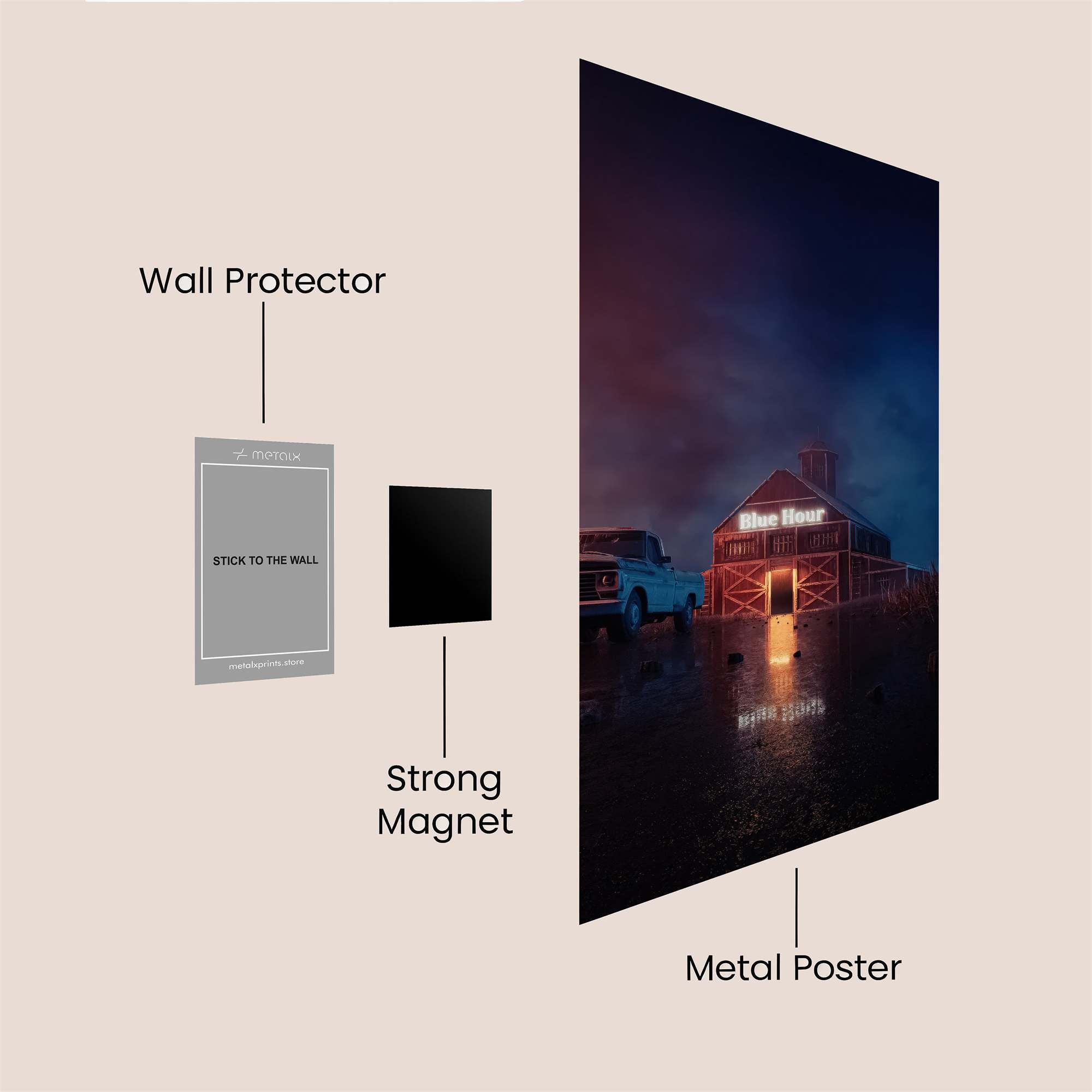 Blue Moonlit Safe Wall Magnetic / M