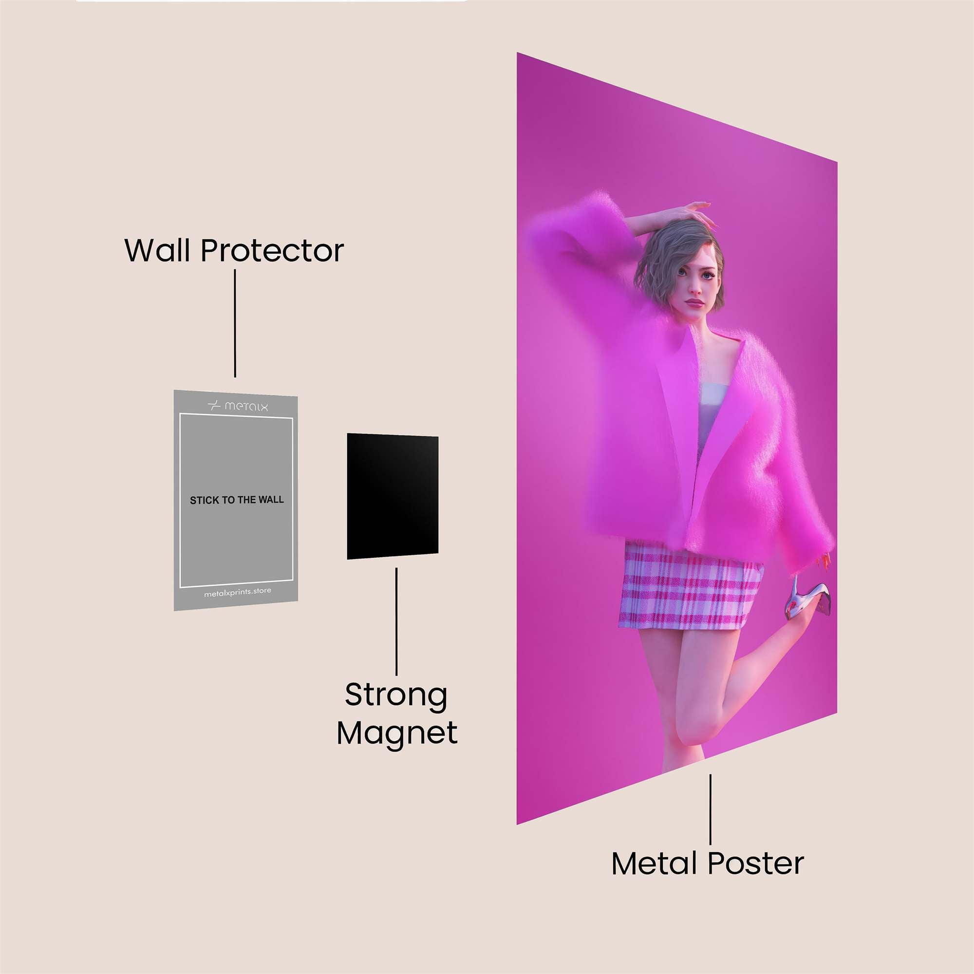 Pink Whimsy Safe Wall Magnetic / M