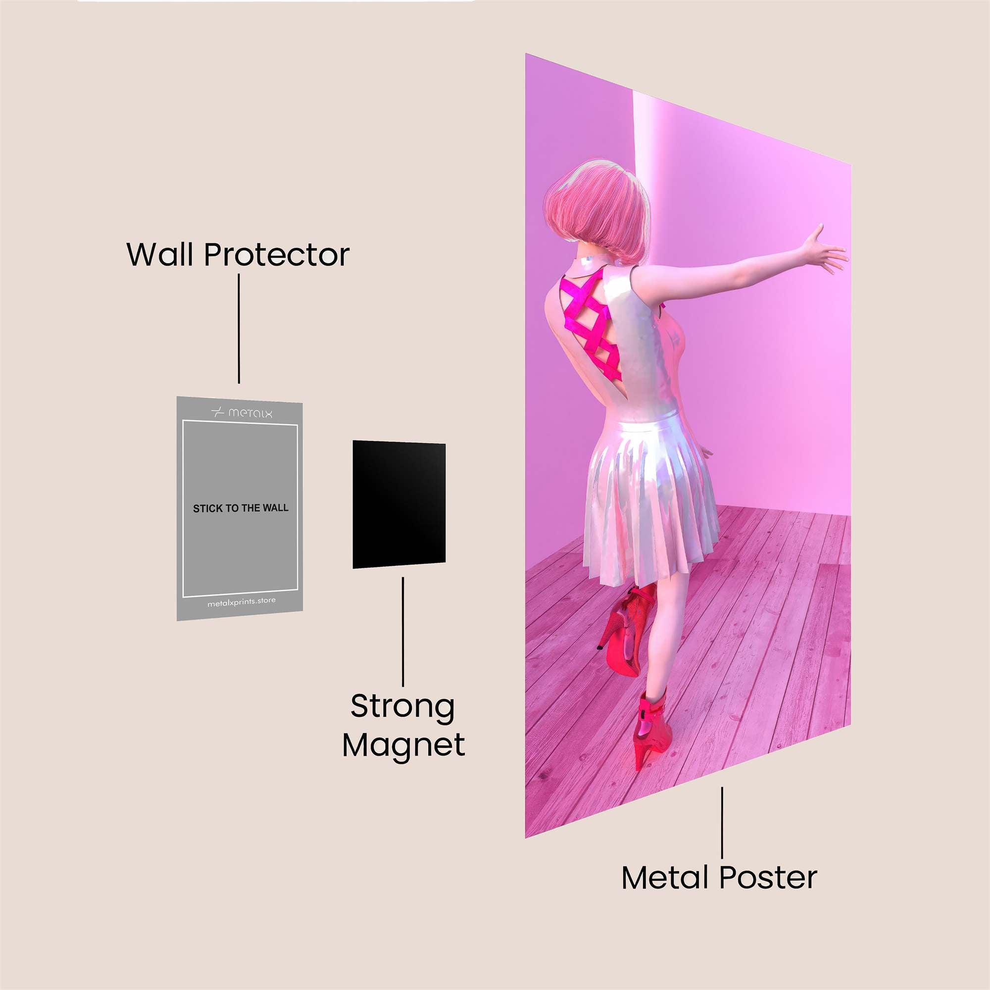 Pink Elegance Safe Wall Magnetic / M