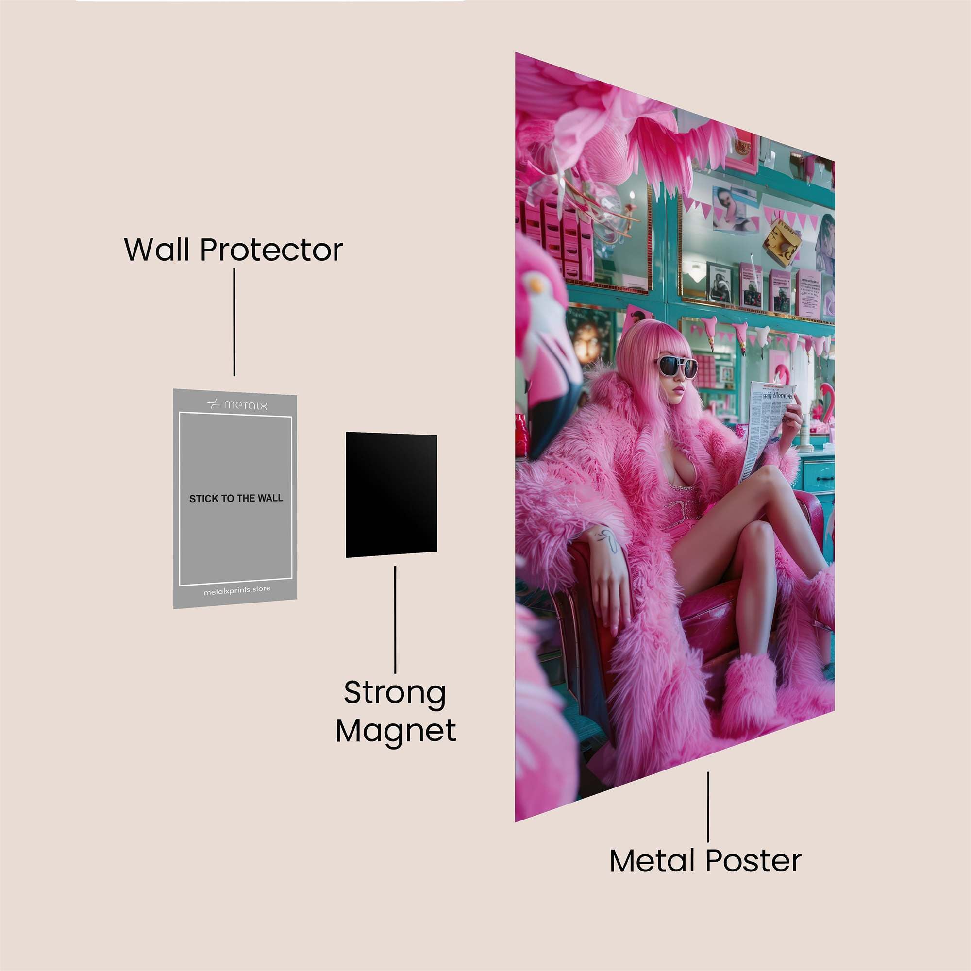 Flamingo Extravaganza Safe Wall Magnetic / M