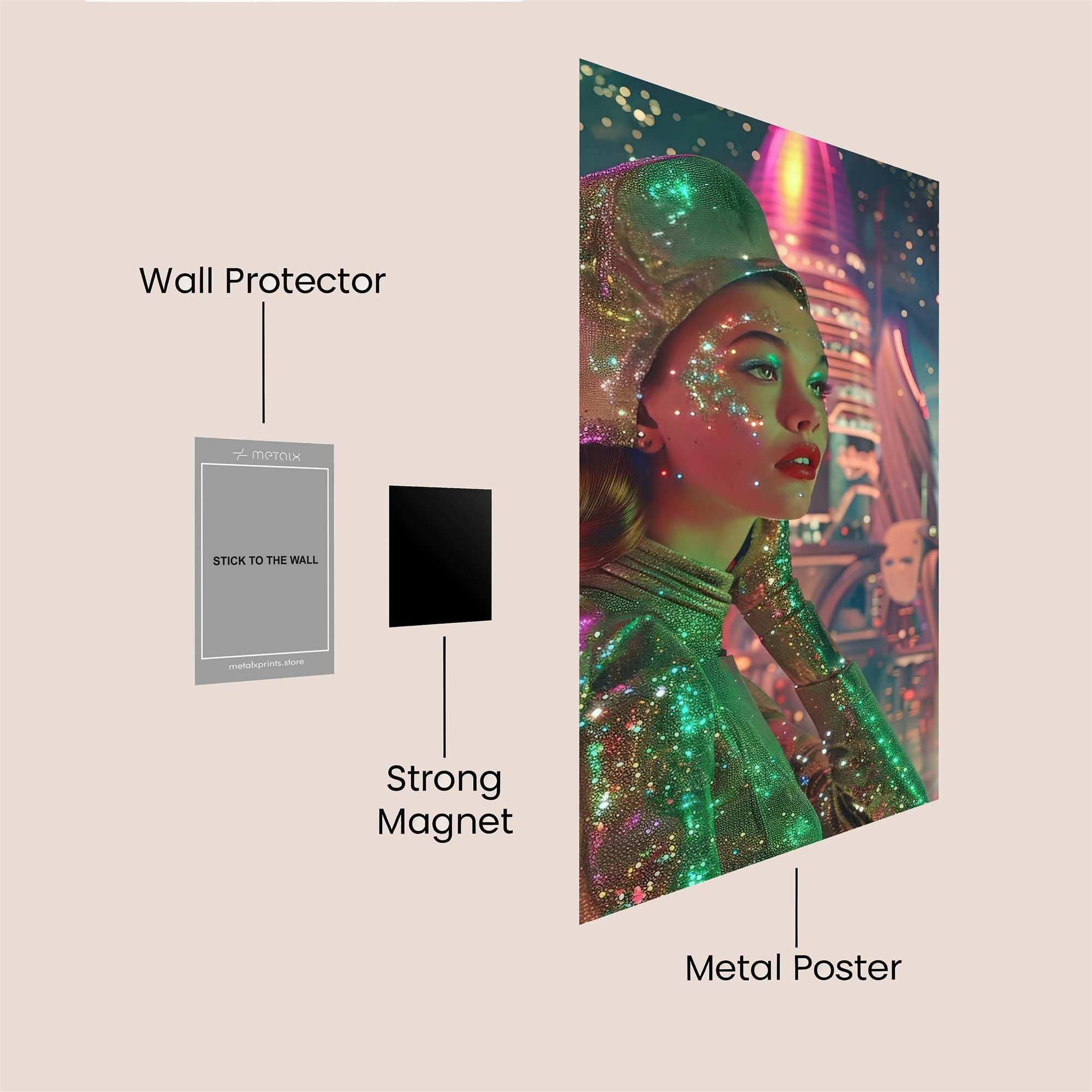 Futuristic Glamour Safe Wall Magnetic / M