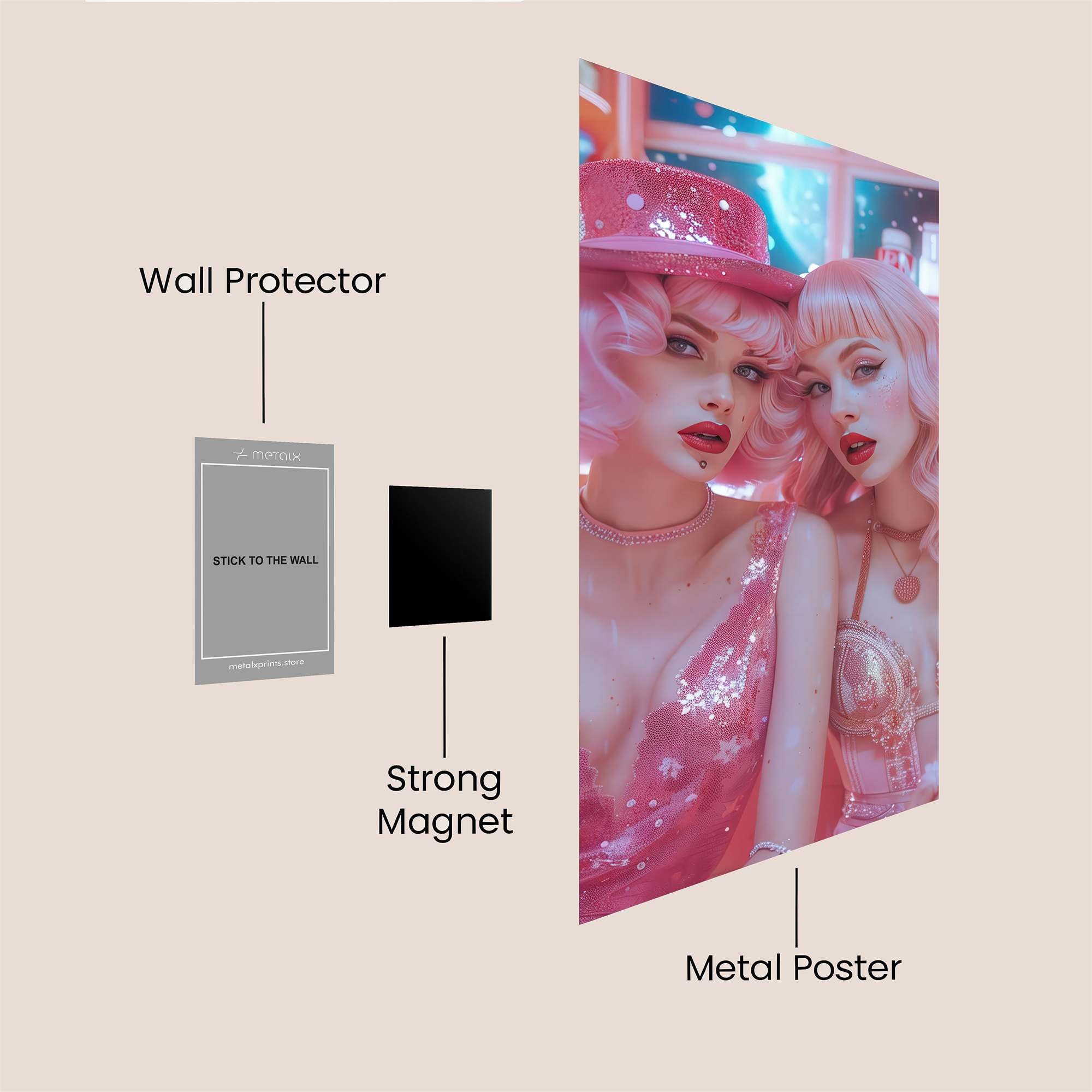 Pink Whimsy Safe Wall Magnetic / M