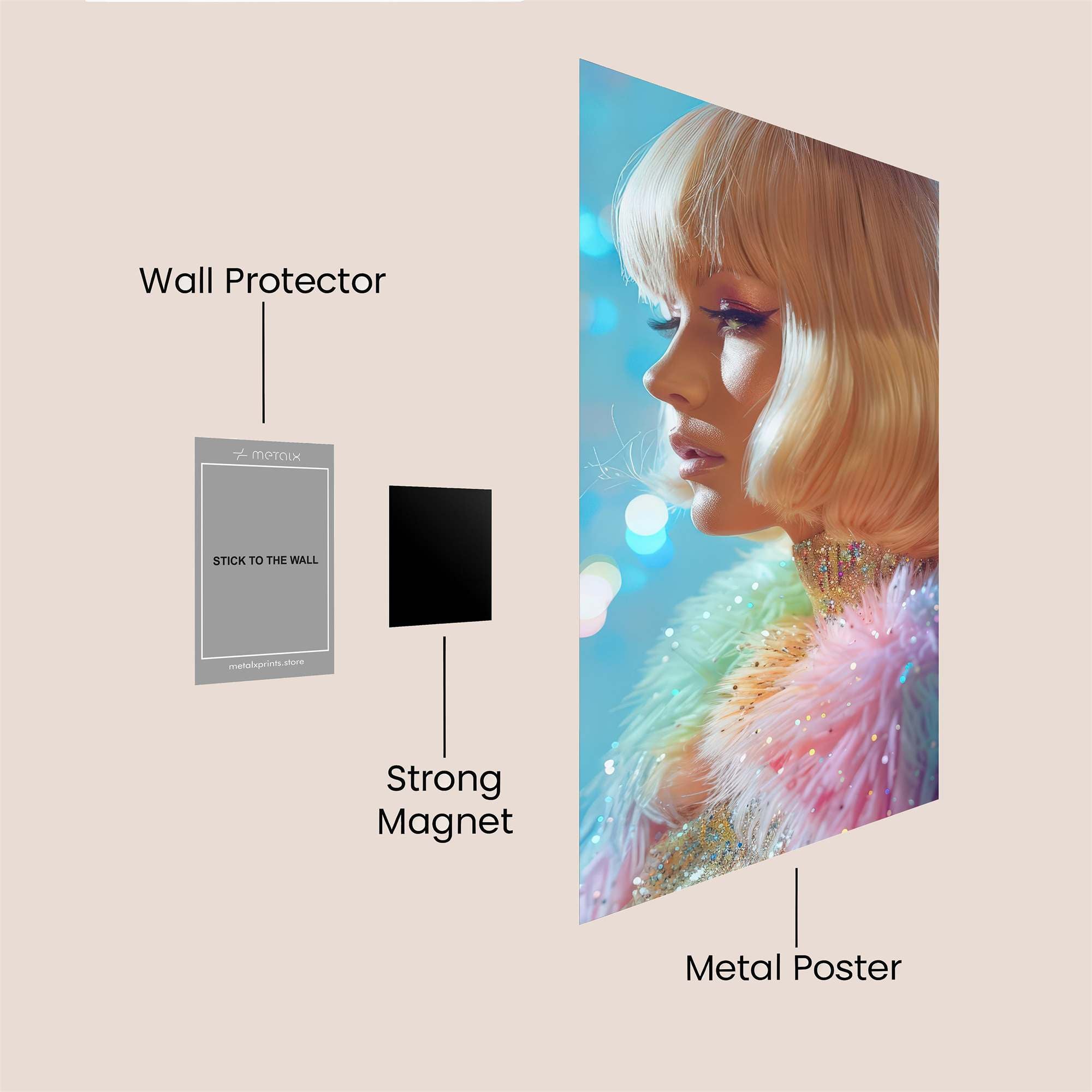 Glitter Glamour Safe Wall Magnetic / M