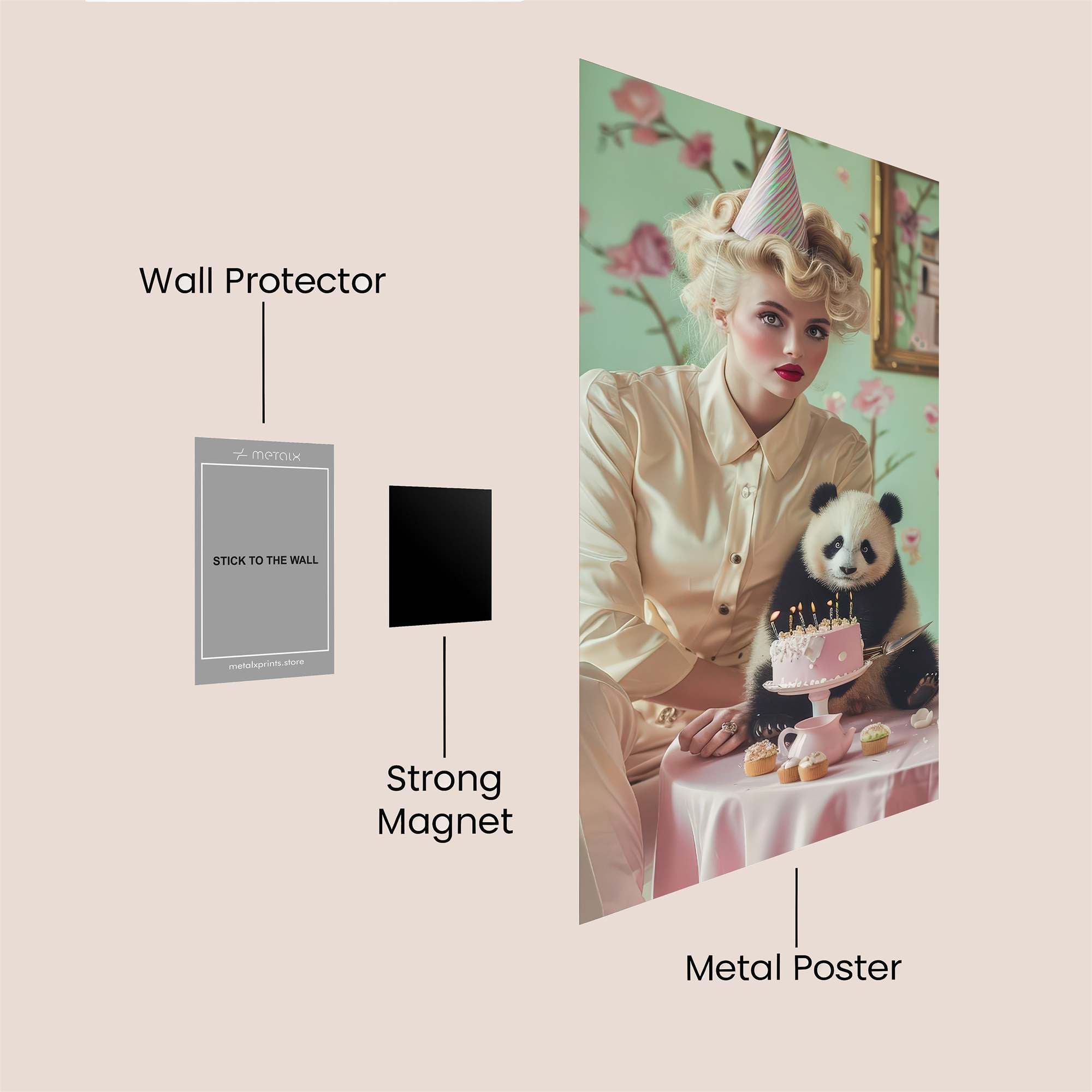 Panda Whimsy Safe Wall Magnetic / M