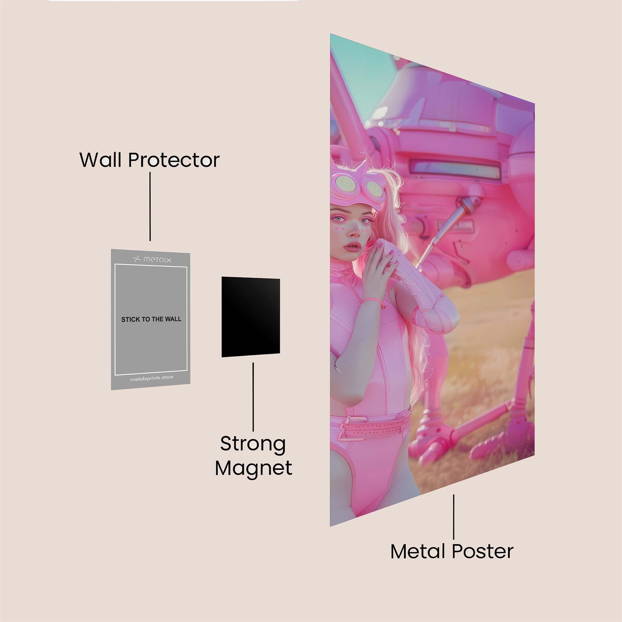 Pink Adventure Safe Wall Magnetic / M