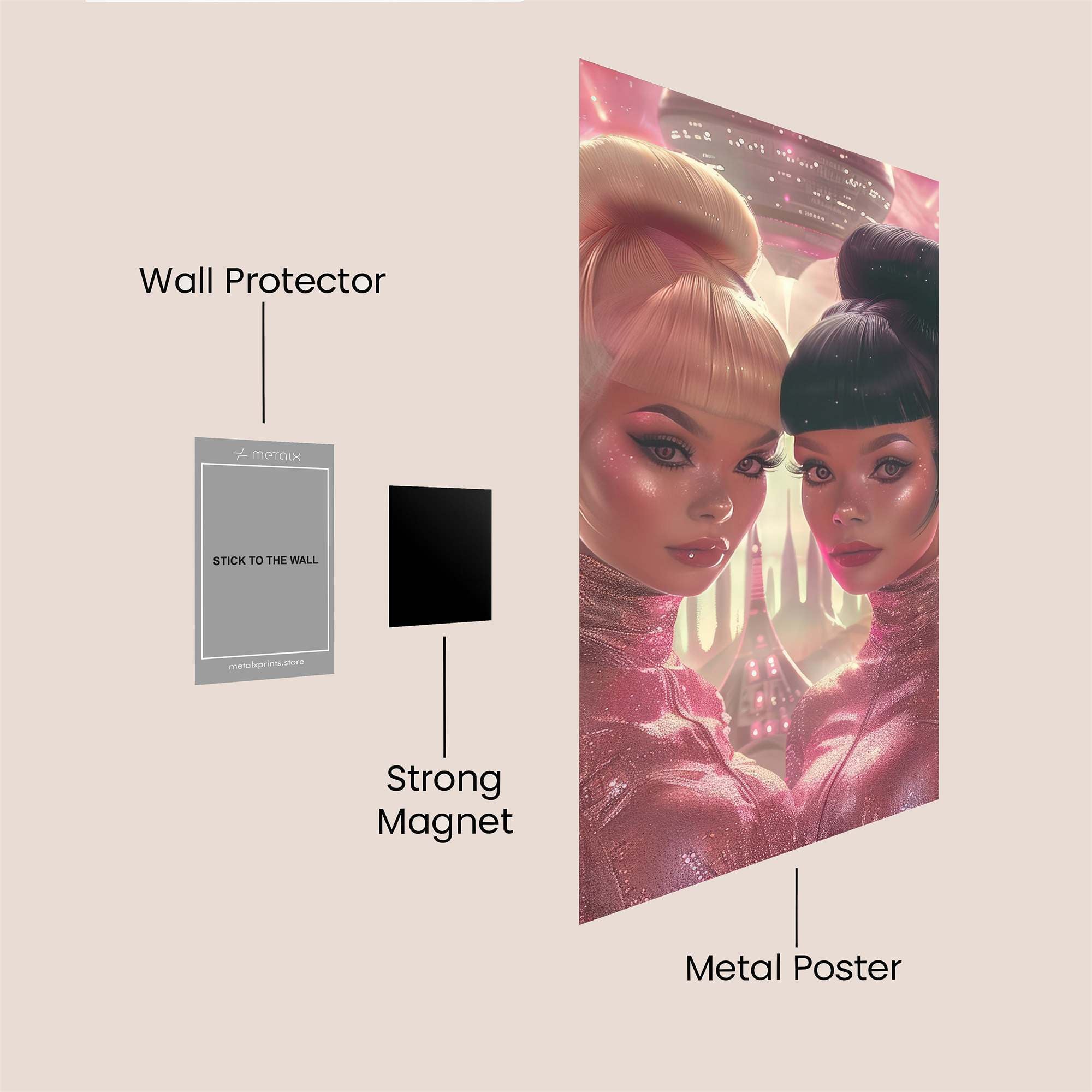 Futuristic Elegance Safe Wall Magnetic / M