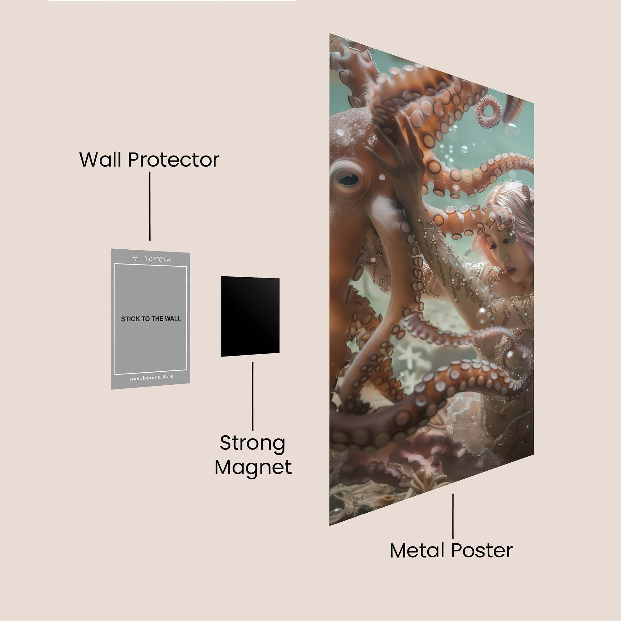 Mermaid Embrace Safe Wall Magnetic / M
