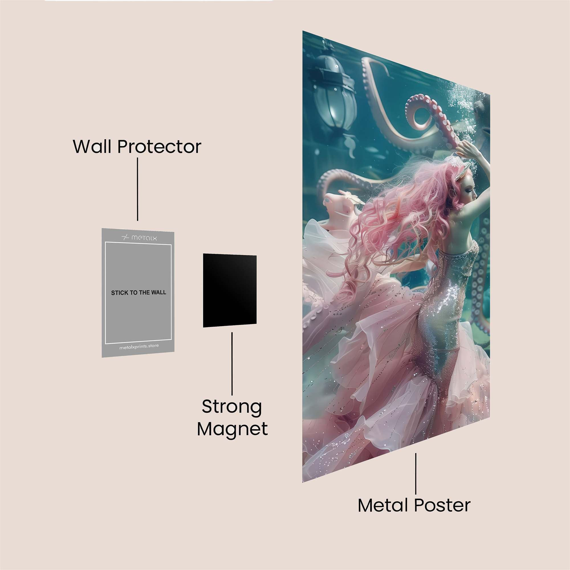 Mermaid Whimsy Safe Wall Magnetic / M
