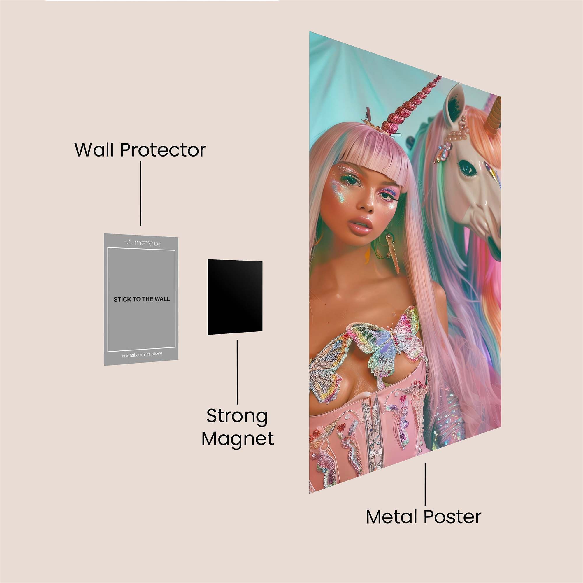 Unicorn Whimsy Safe Wall Magnetic / M