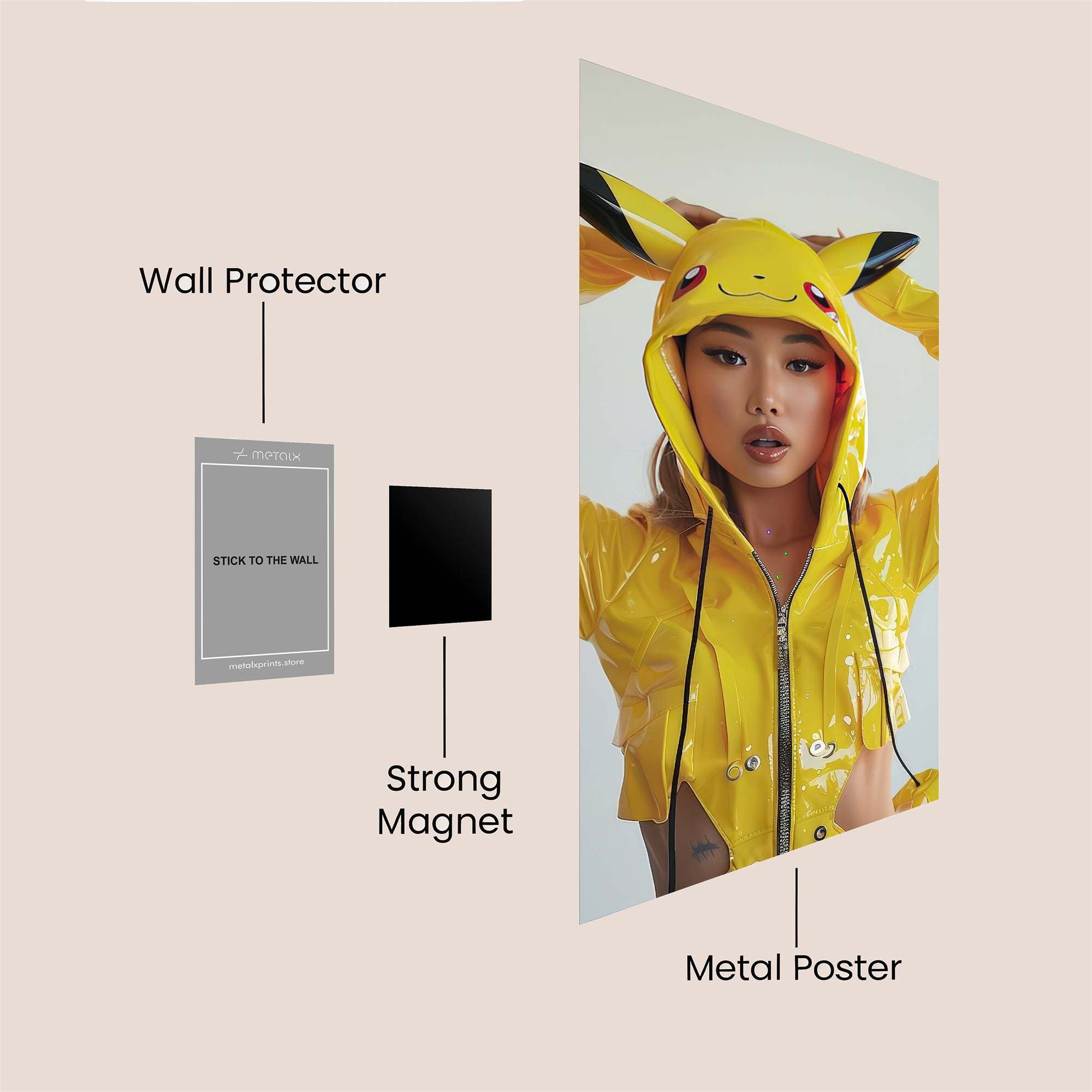 Pikachu Playful Safe Wall Magnetic / M