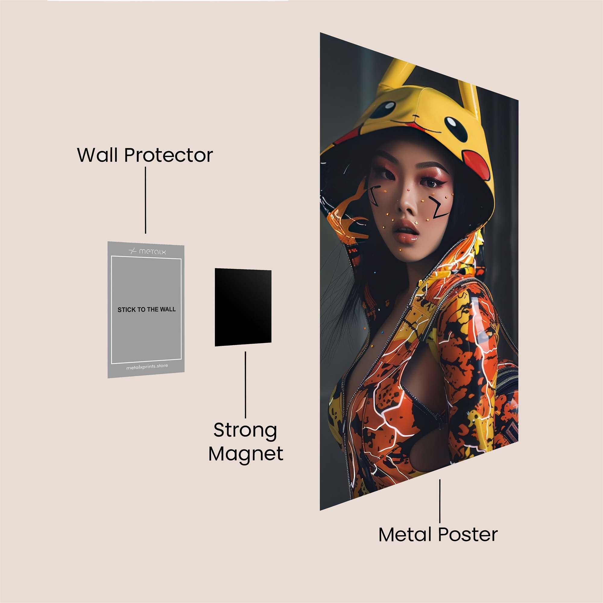 Pikachu Playful Safe Wall Magnetic / M