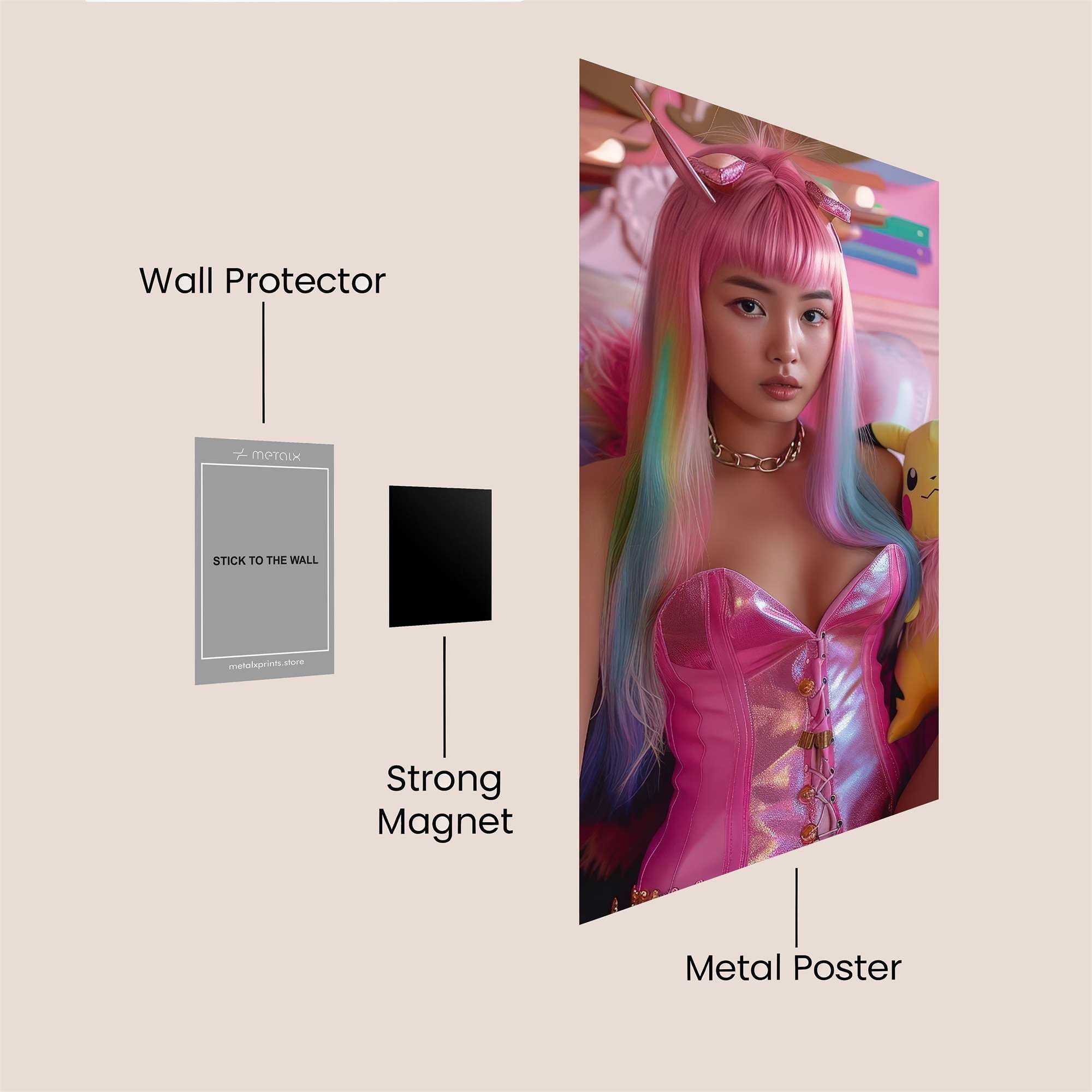 Pikachu Playful Safe Wall Magnetic / M