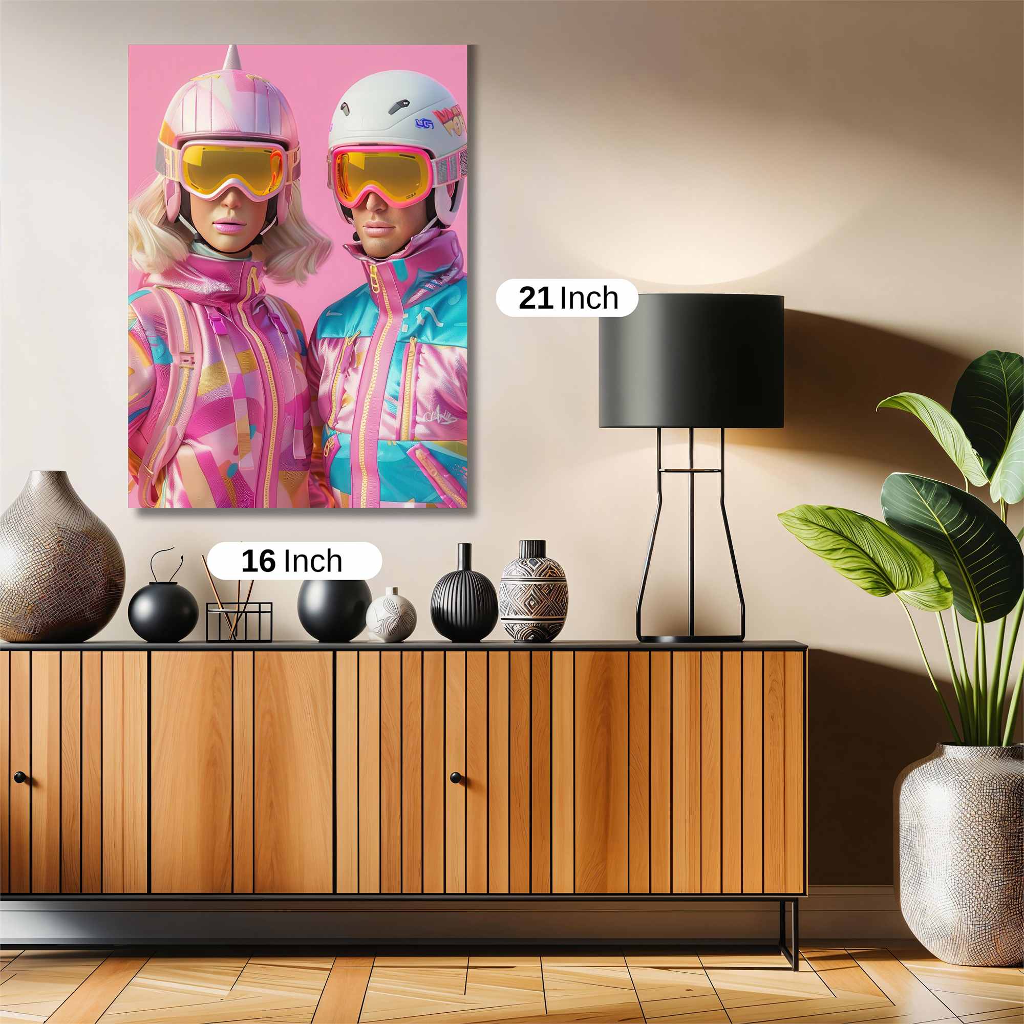 Skiing Whimsy Safe Wall Magnetic / M