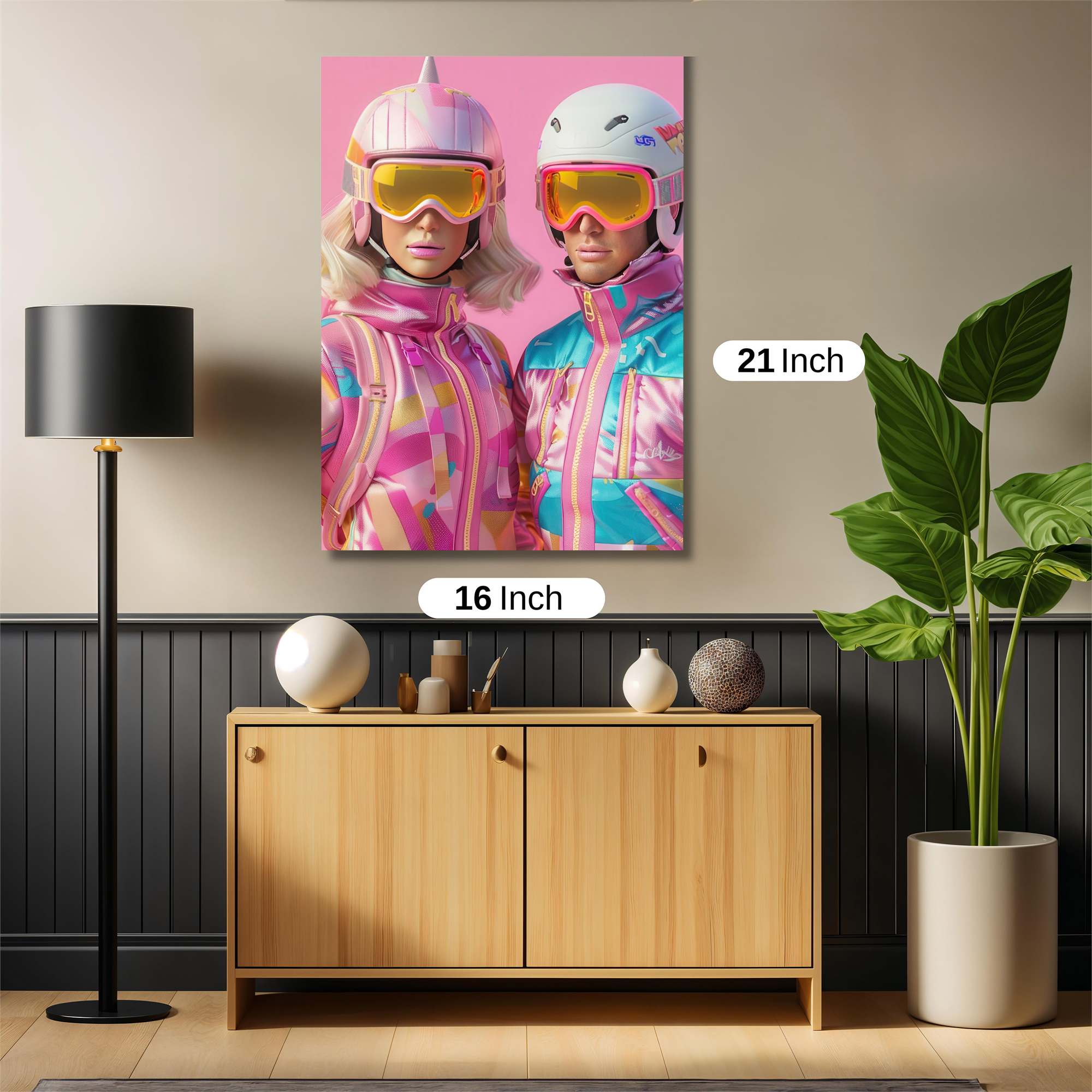Skiing Whimsy Safe Wall Magnetic / M