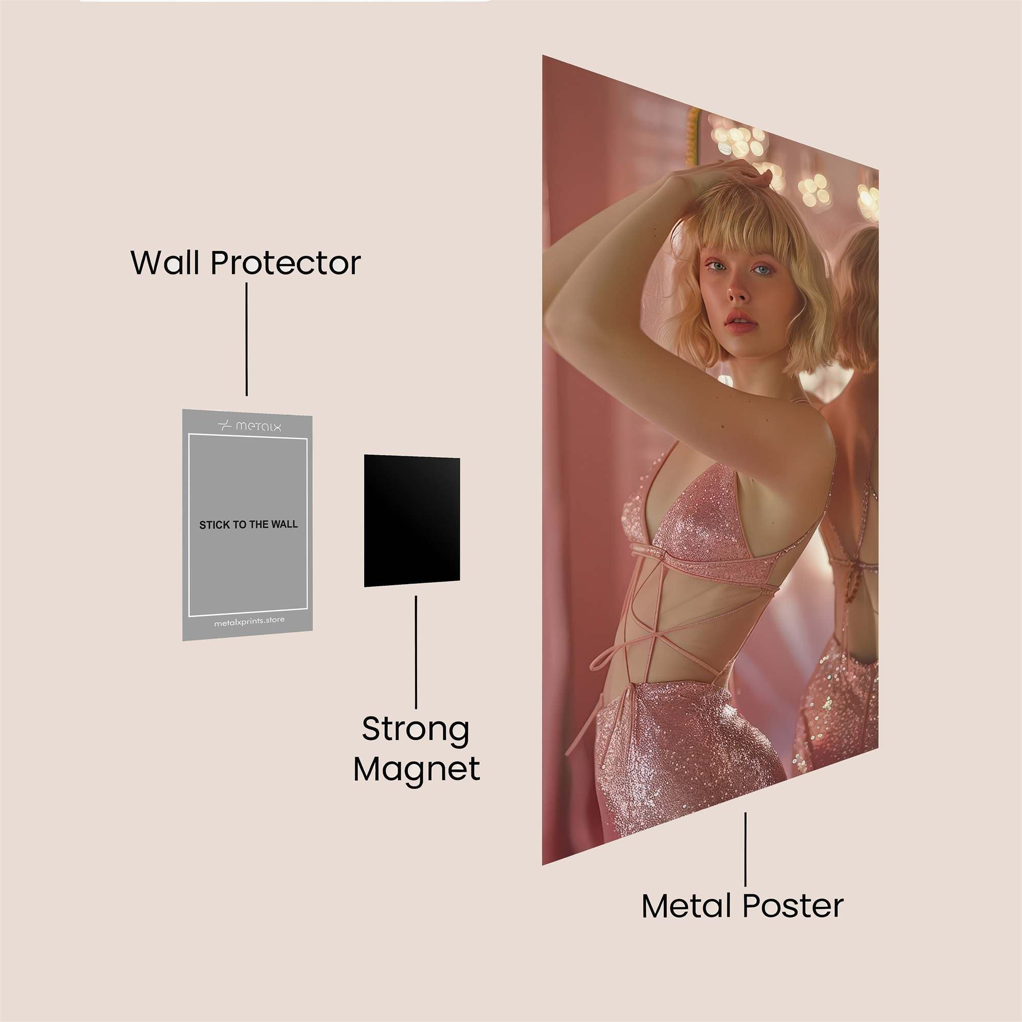 Glitter Glamour Safe Wall Magnetic / M