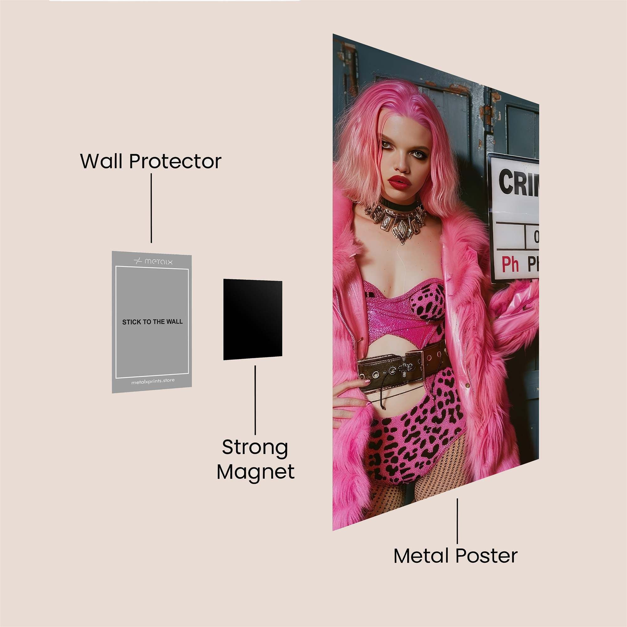 Pink Rebel Safe Wall Magnetic / M