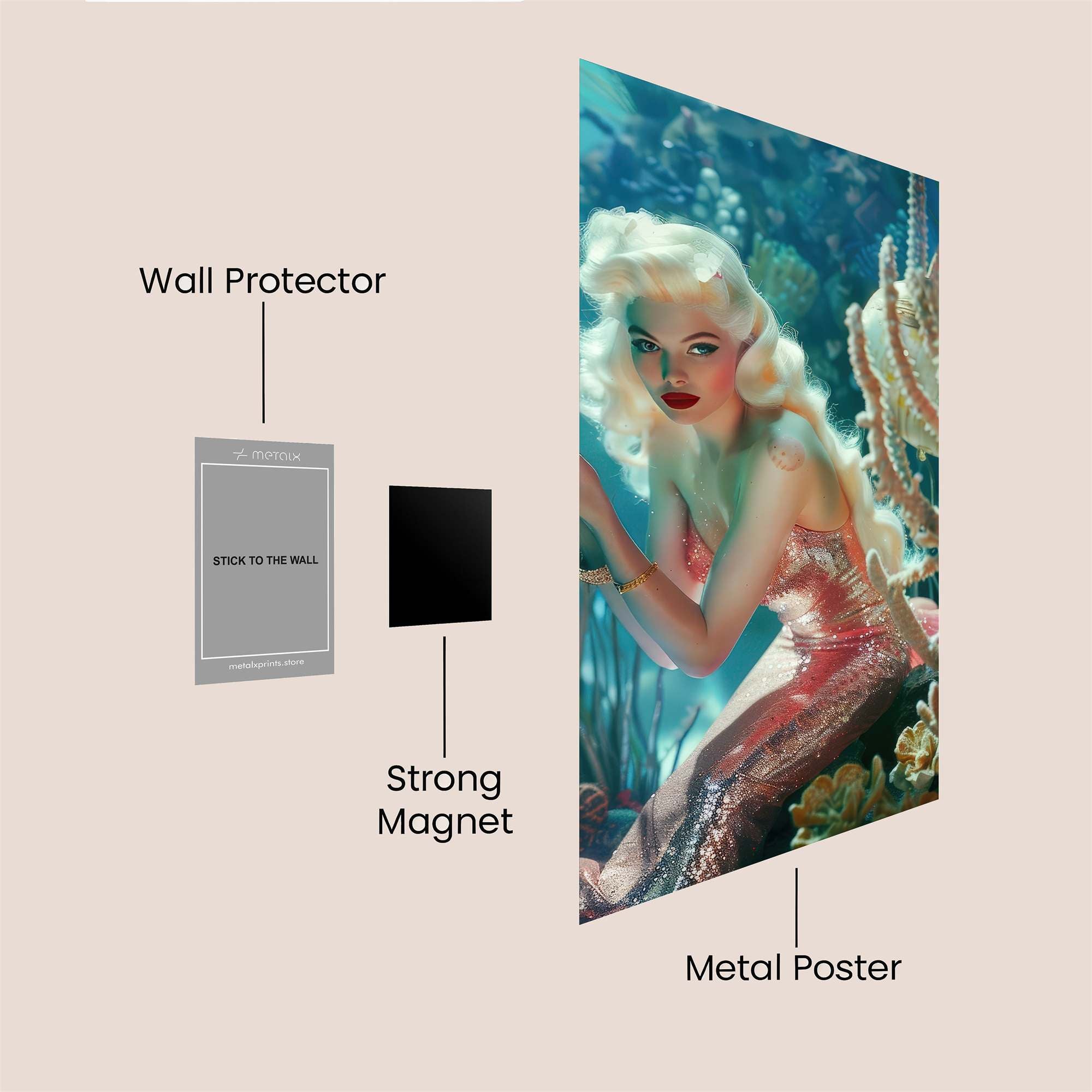Mermaid Munch Safe Wall Magnetic / M