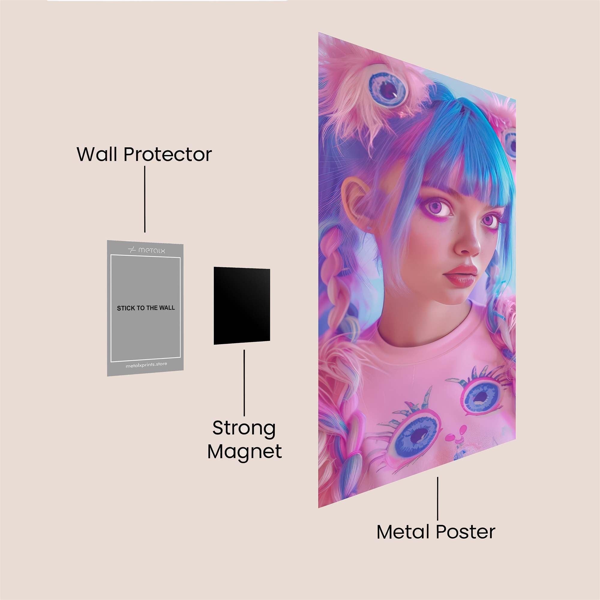 Kawaii Whimsy Safe Wall Magnetic / M
