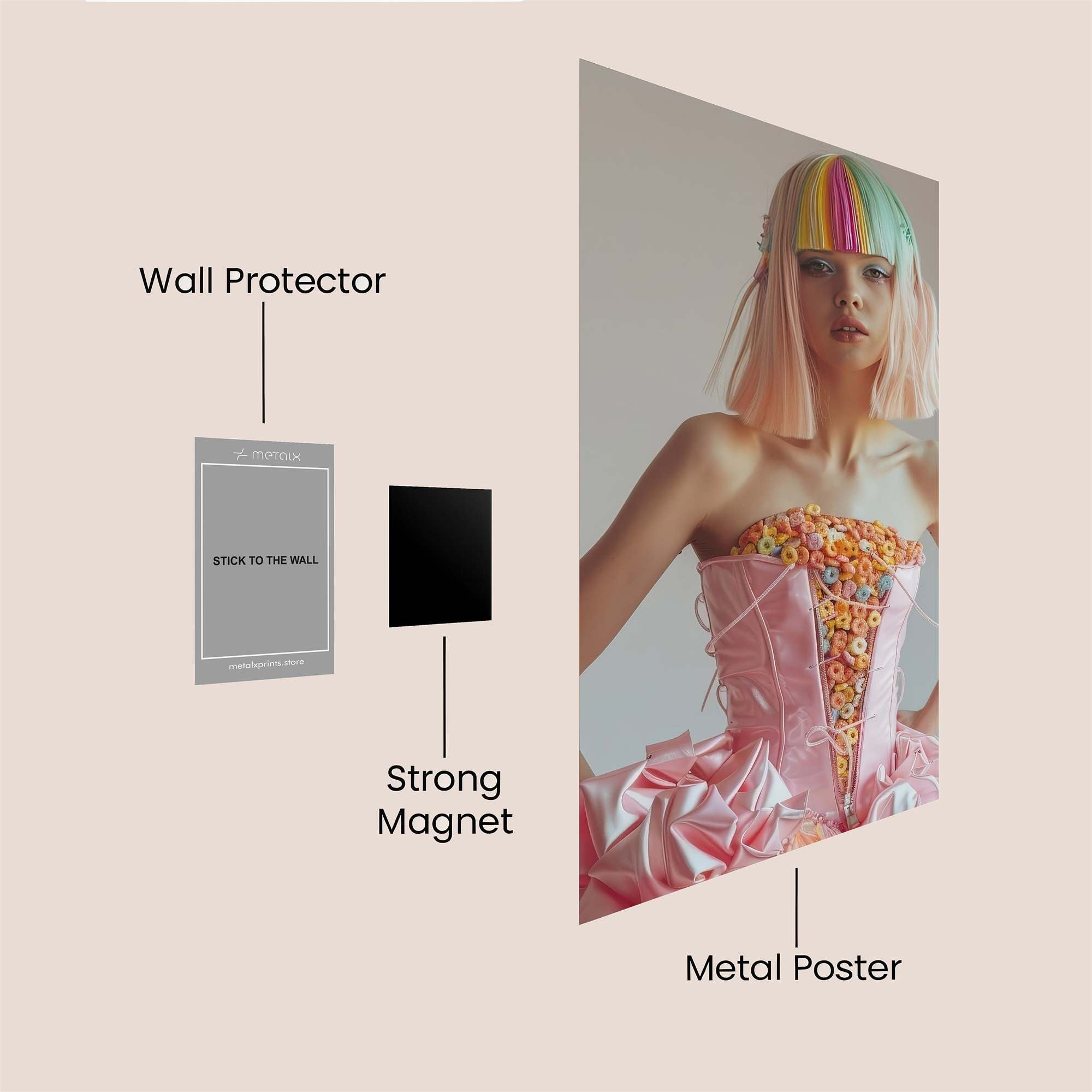 Rainbow Whimsy Safe Wall Magnetic / M