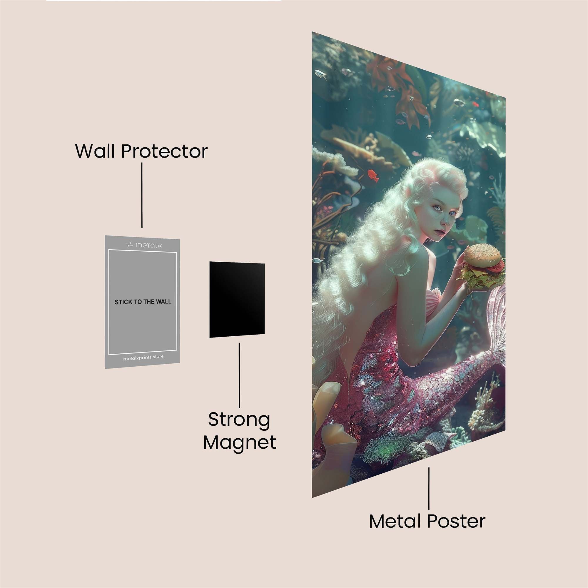 Mermaid Munch Safe Wall Magnetic / M