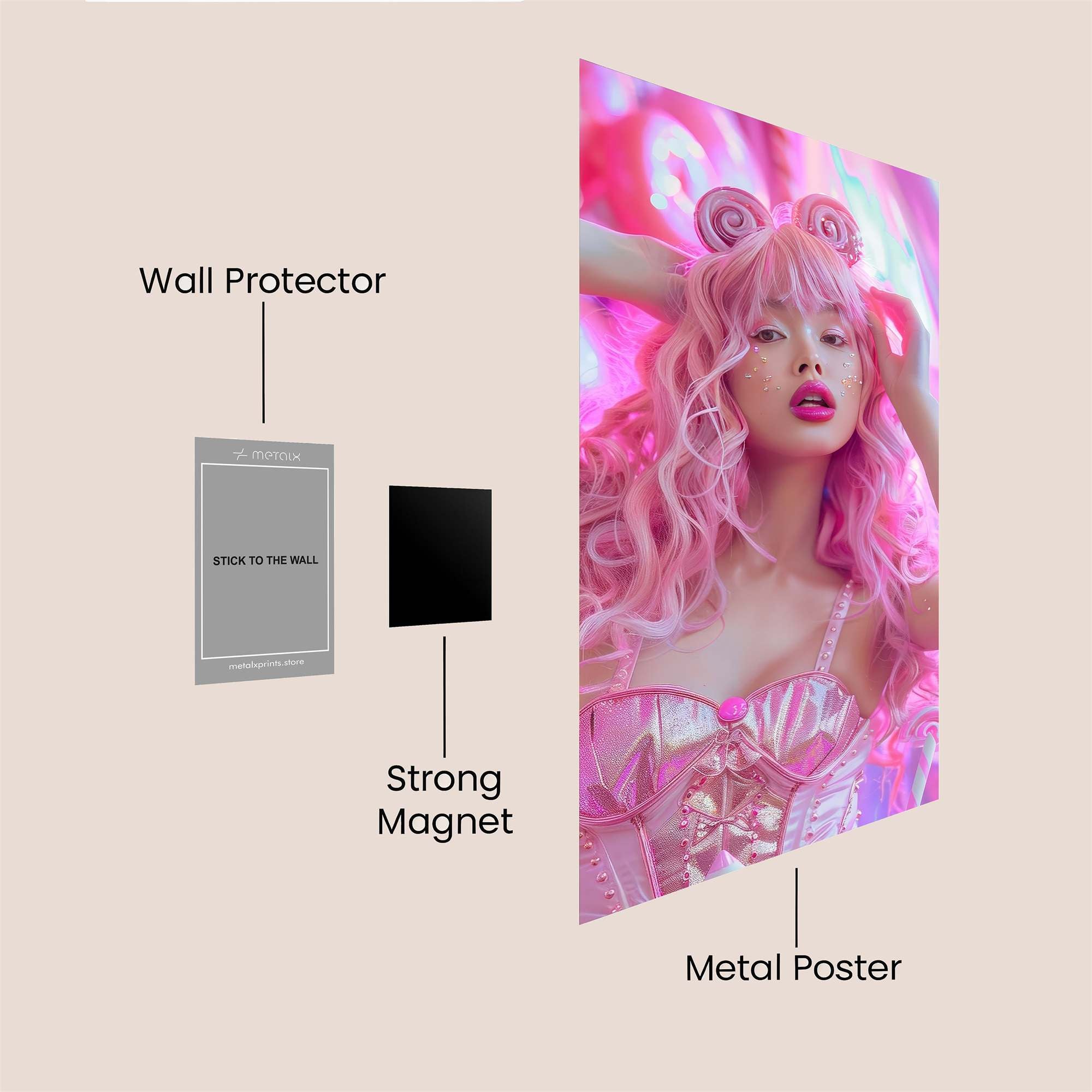 Pink Whimsy Safe Wall Magnetic / M