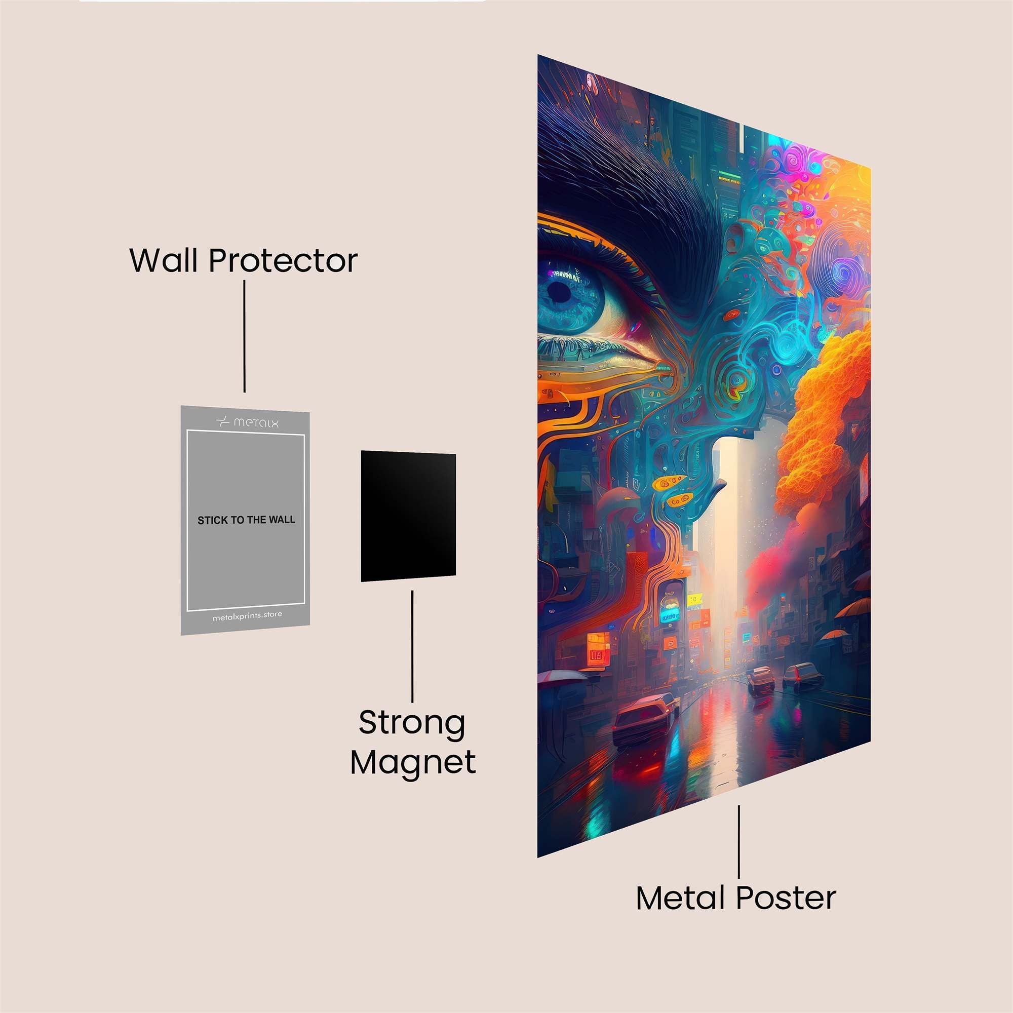 Neon Dreamscape Safe Wall Magnetic / M