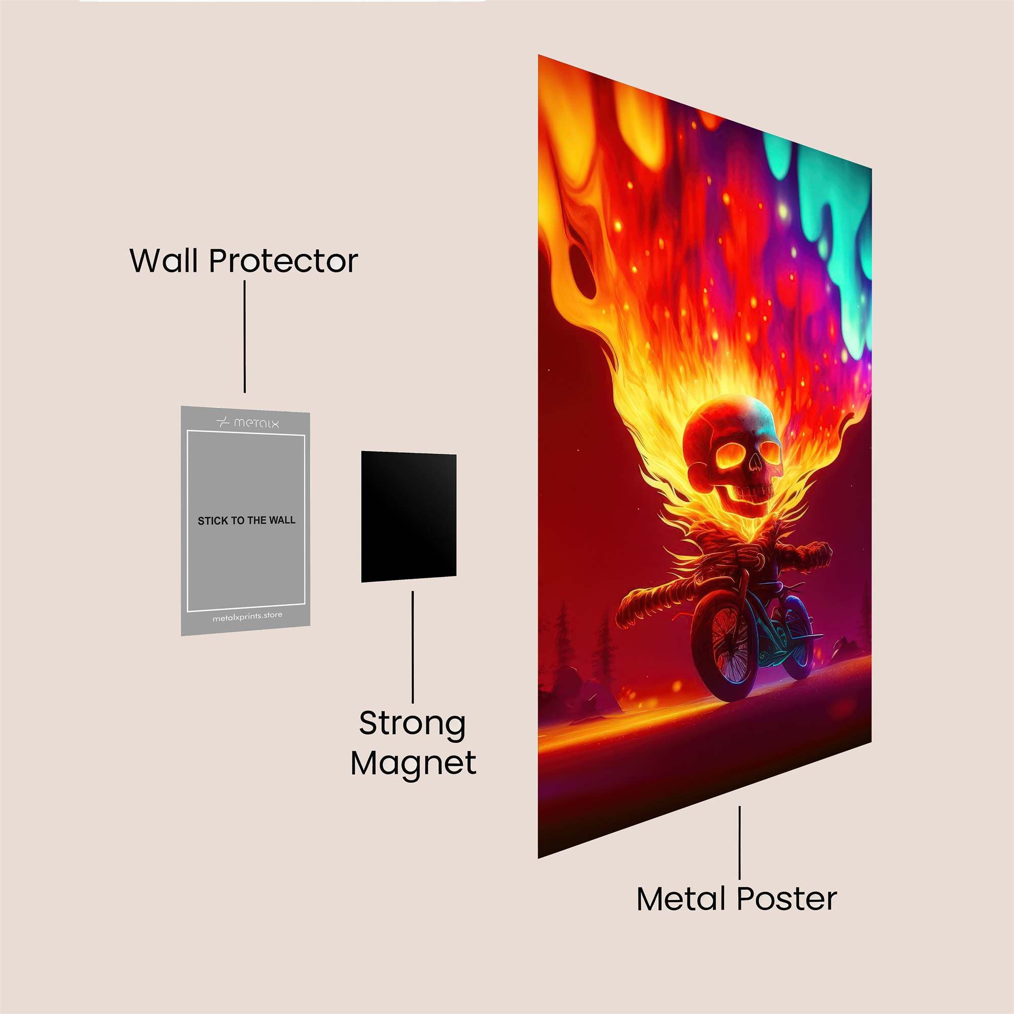 Skull Blaze Safe Wall Magnetic / M